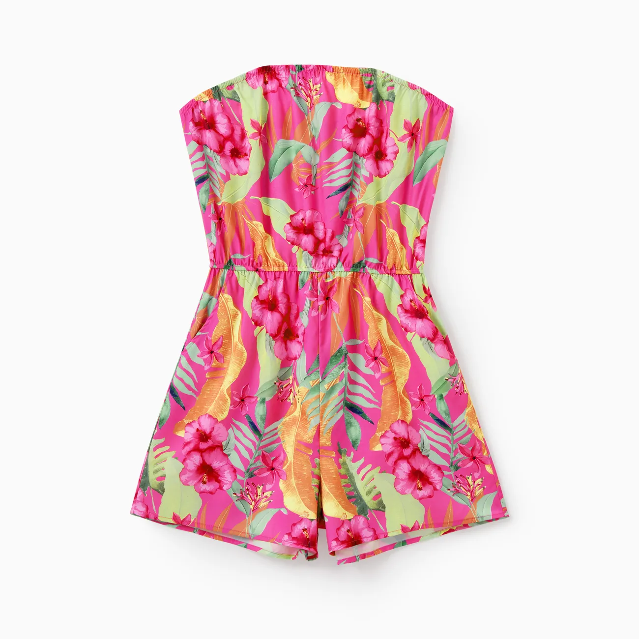 Mommy and Me Matching Rompers Tropical Floral Strapless or Spaghetti Strap Jumpsuits for Mom and Daughter Summer Beach Outfit