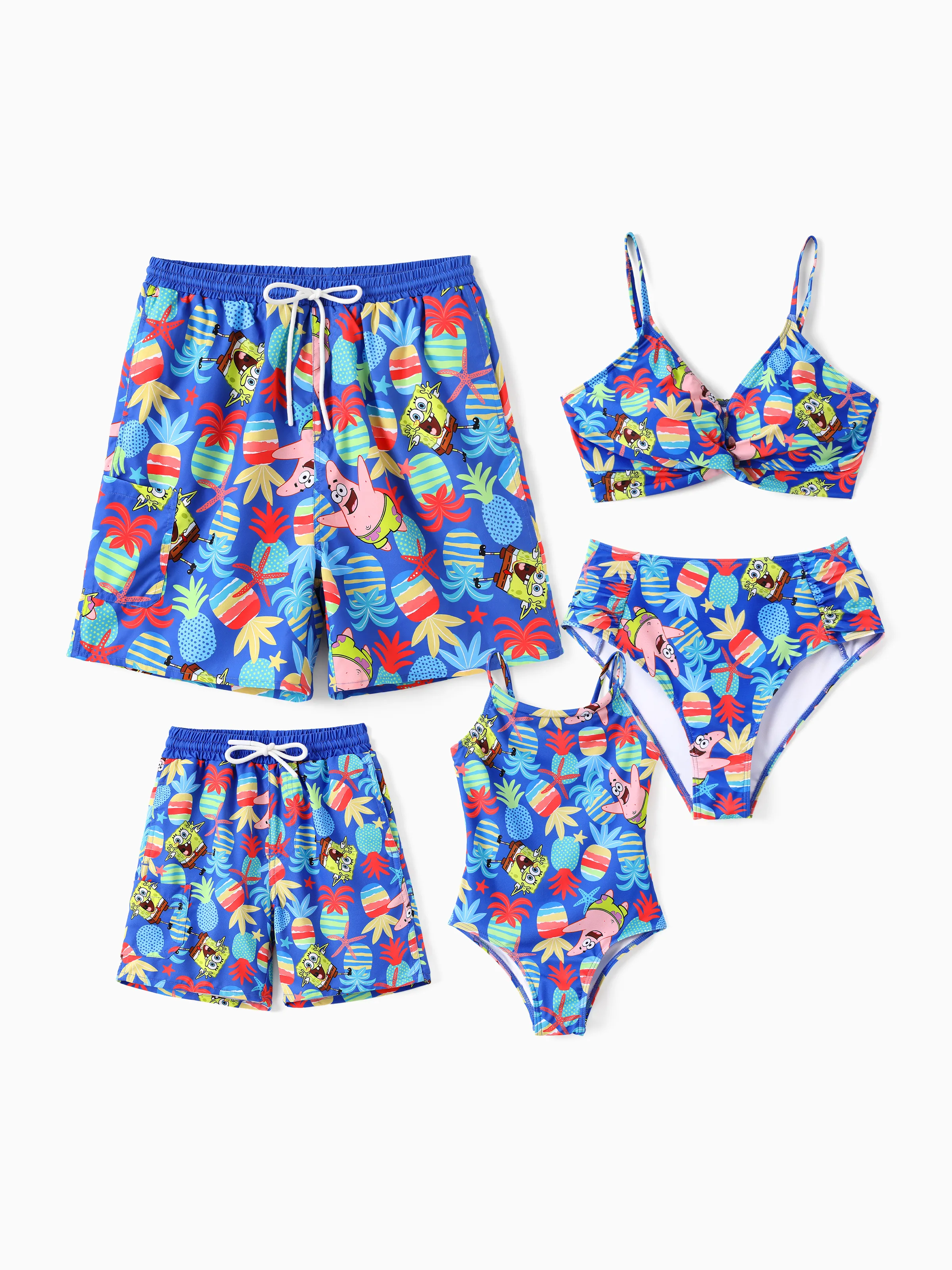SpongeBob SquarePants Family Matching Pineapple Print Swimsuits/ Swimming Trunks