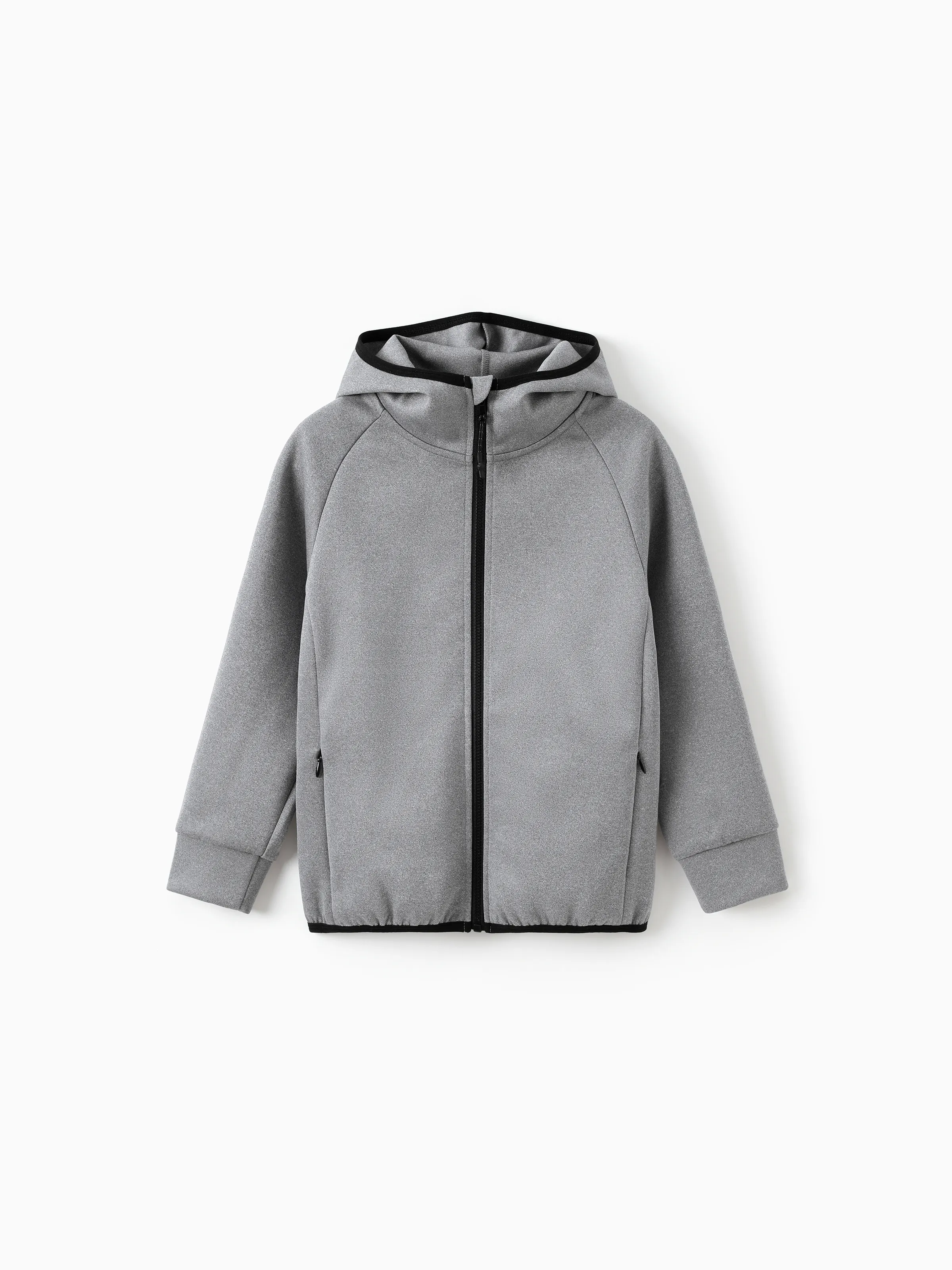 Boys Zip Up Black Hoodie Lightweight Jacket – Stretchy Air Layer Sweatshirt  with Full Zipper