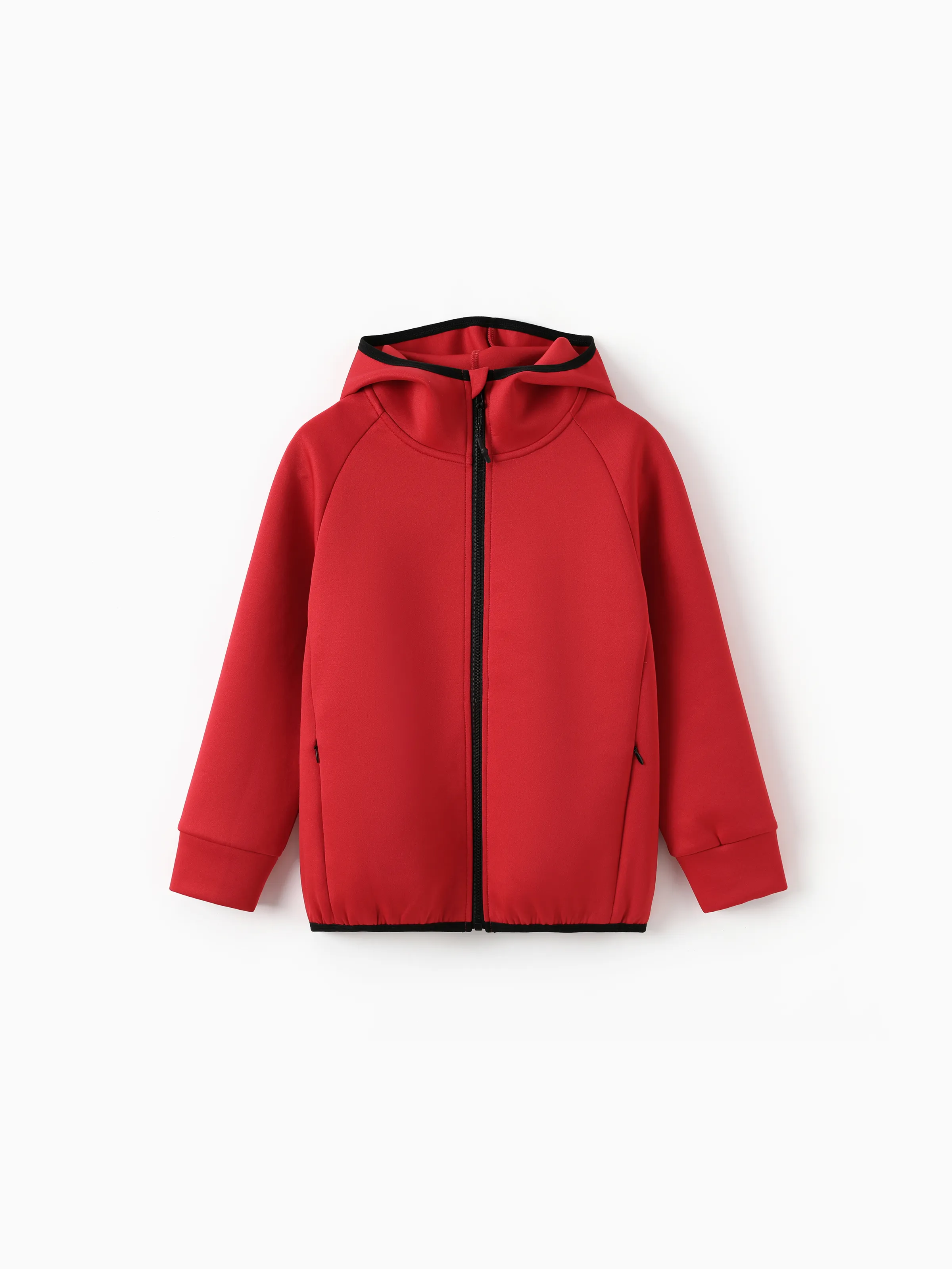 Jungen Zip Up Black Hoodie Lightweight Jacket – Stretchy Air Layer Sweatshirt mit durchgehendem Reißverschluss rot