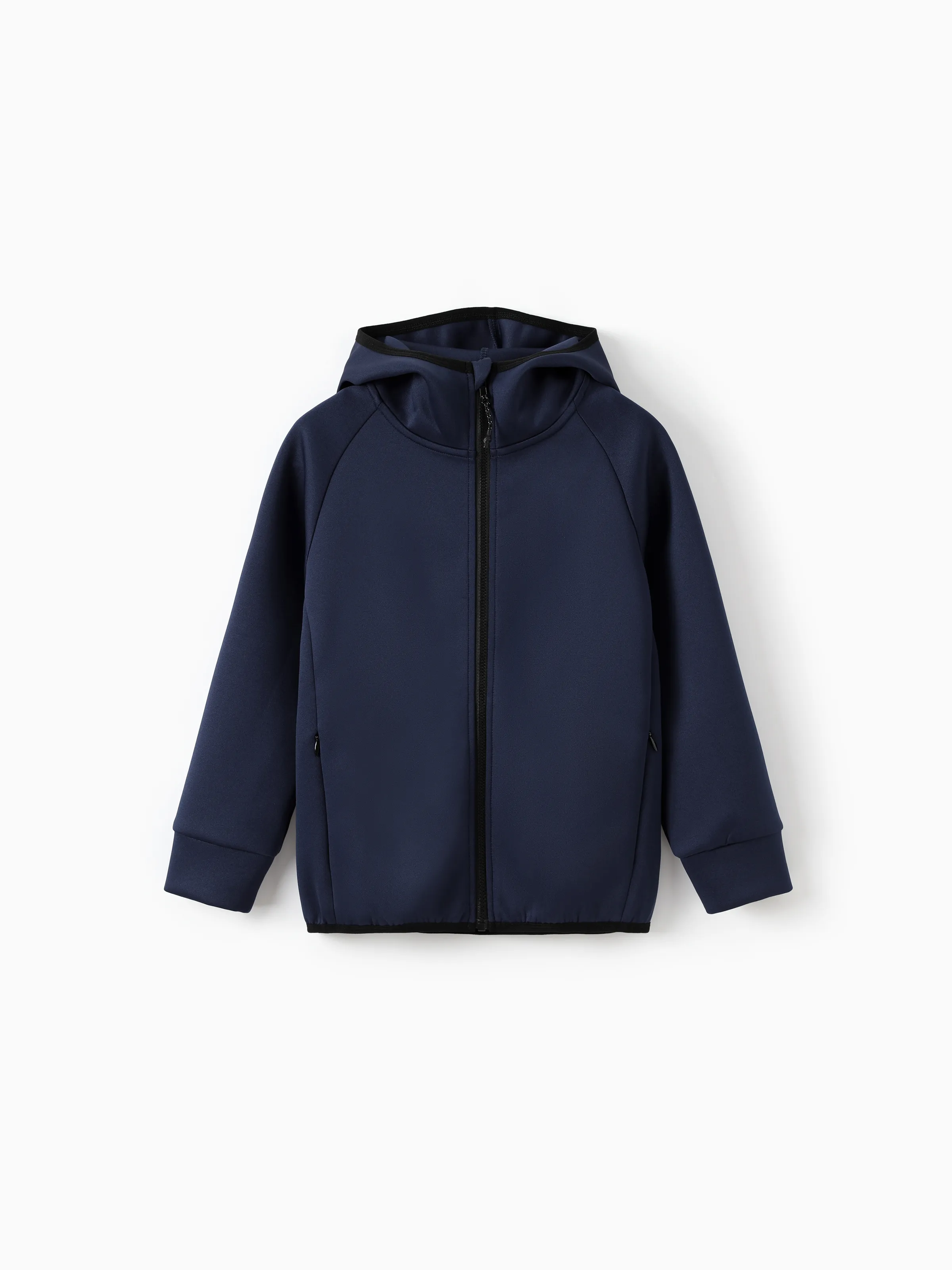 Chaqueta ligera con capucha negra con cremallera para niños - Sudadera elástica Air Layer con cremallera completa