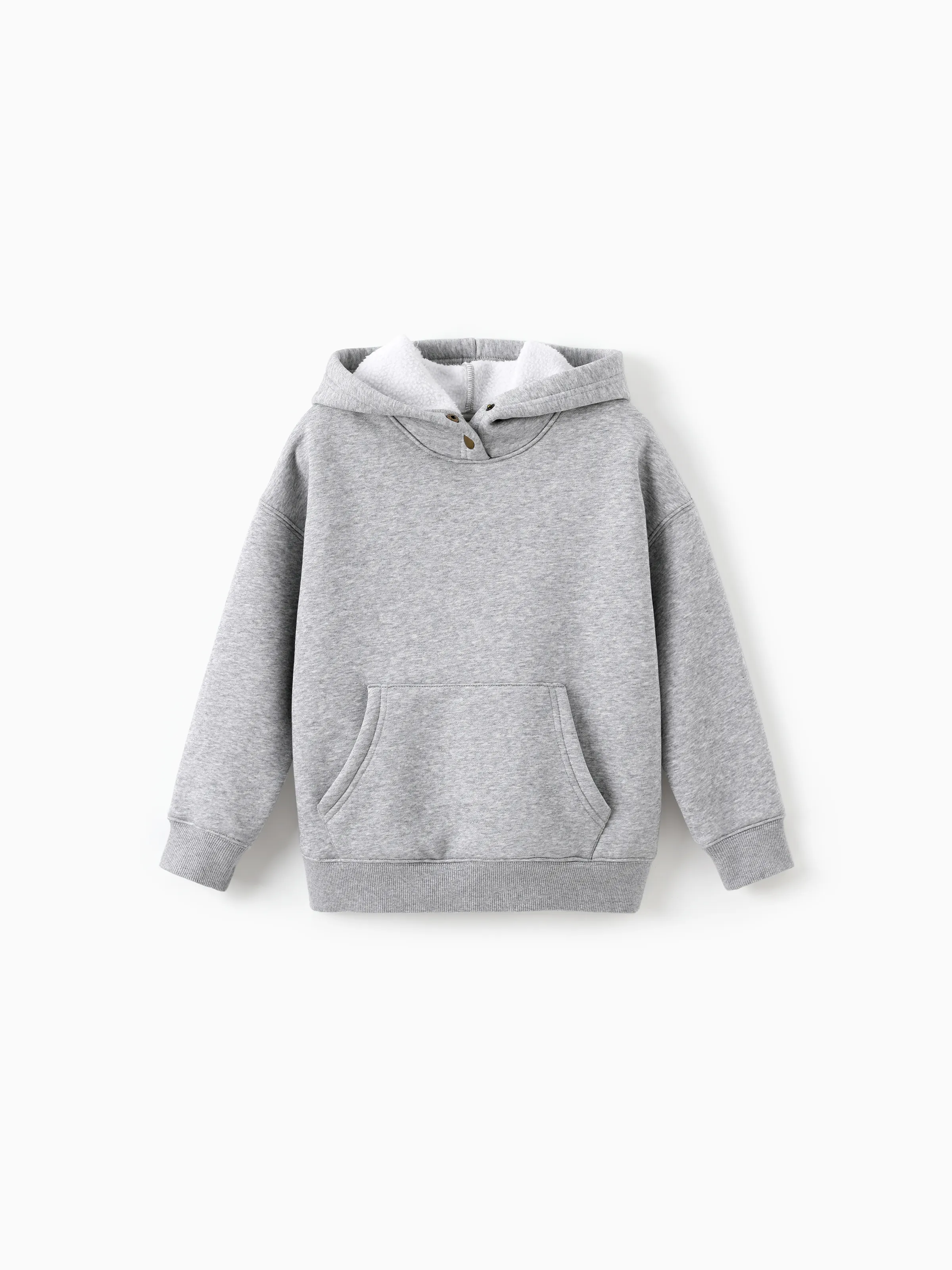 Sweat à capuche thermique de couleur unie pour garçons avec tissu retenant la chaleur à infrarouge lointain Gris