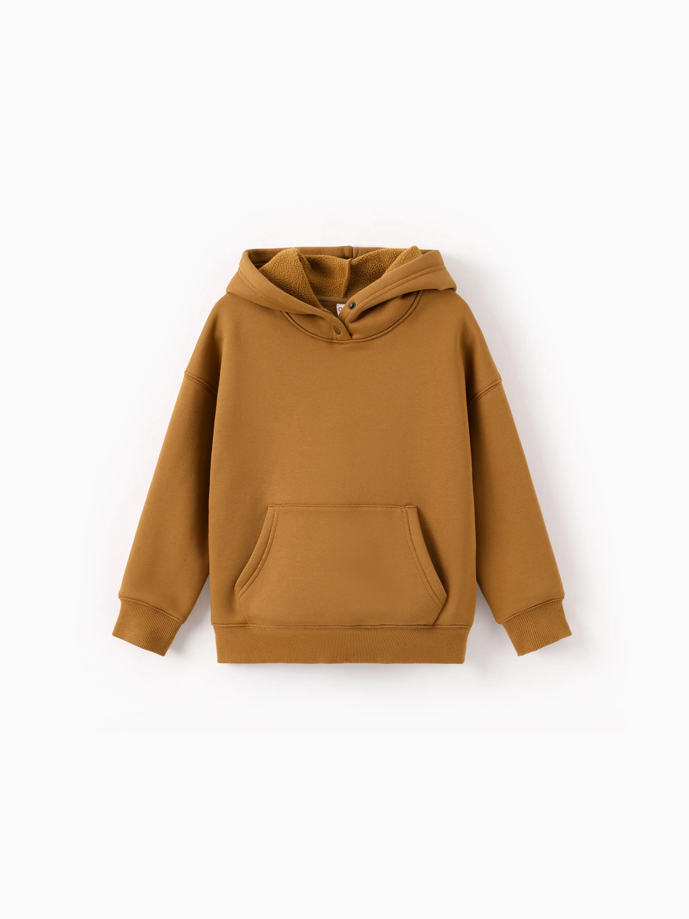 Sweat à capuche thermique de couleur unie pour garçons avec tissu retenant la chaleur à infrarouge lointain Marron