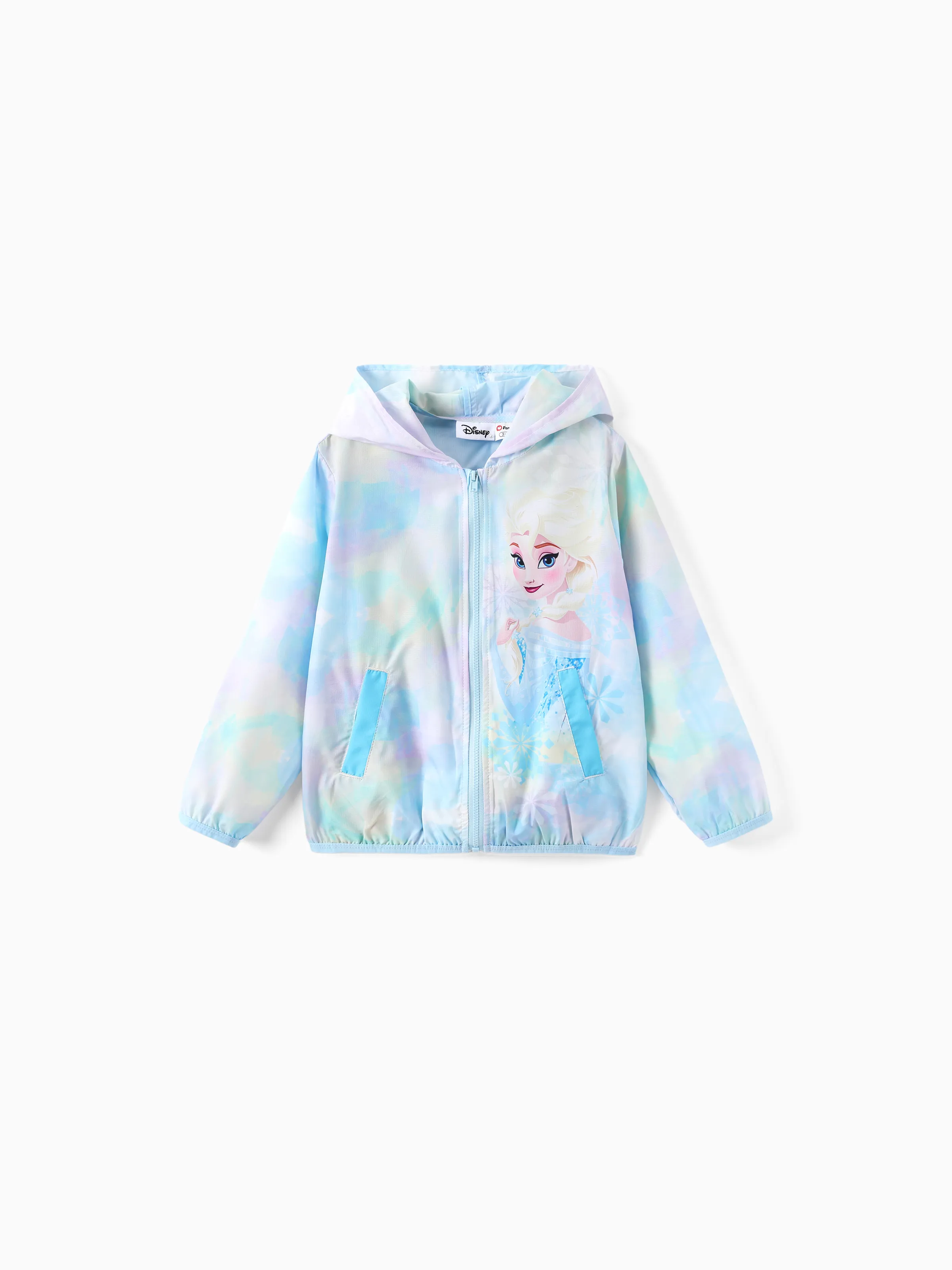 

Disney Frozen Toddler Girl Elsa Tie-dyed print Zipper Hooded Sun Protection Jacket