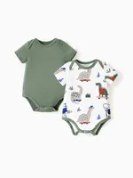

Bamboo Baby Boy/Girl 2-Pack Solid&Printed Rompers Set