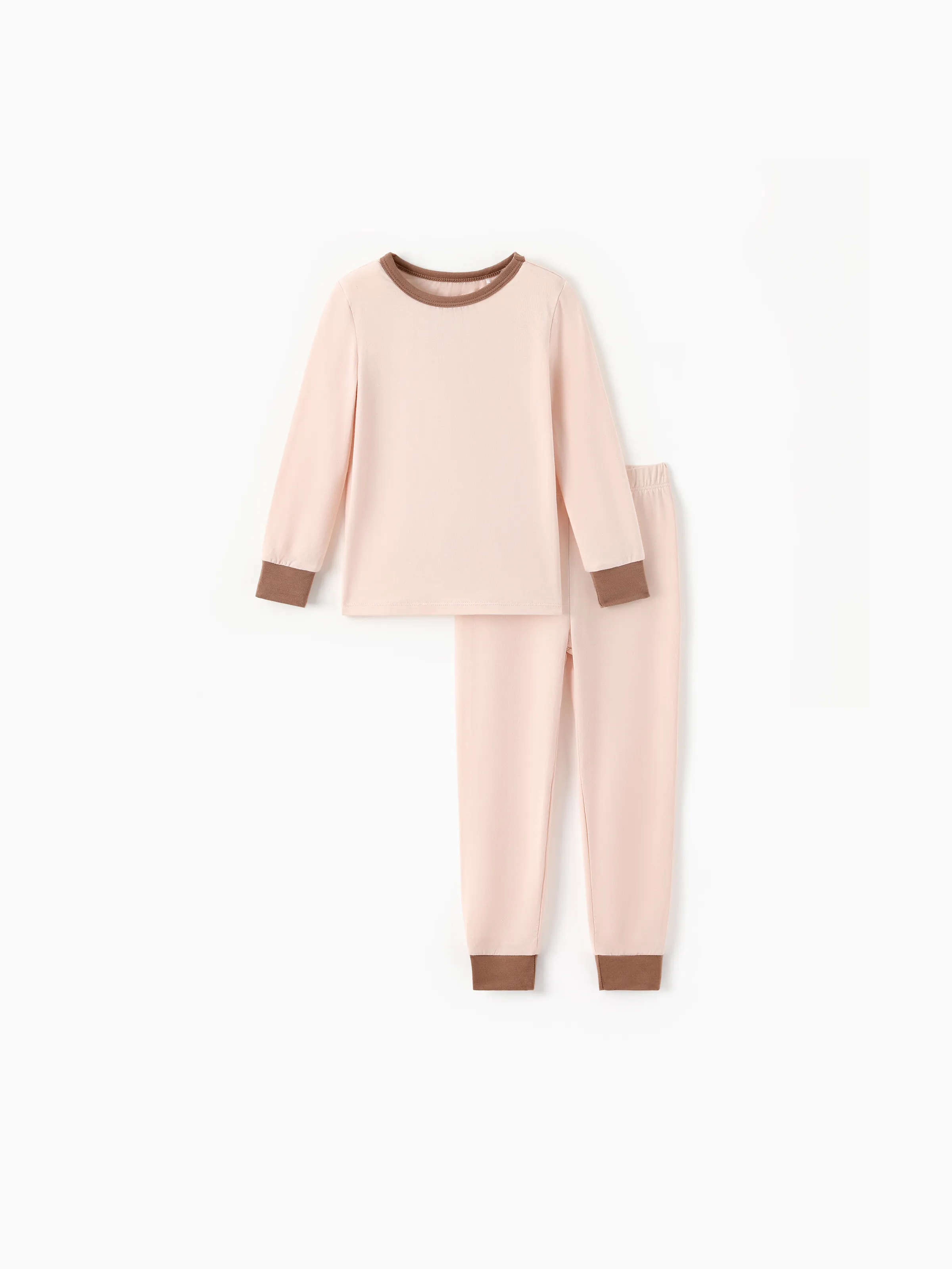 Conjunto de pijamas de modal Tencel de 2 piezas para bebé para niñas / niños ( Ajuste ceñido ) Albaricoque