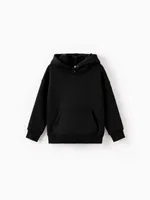 Sweat à capuche thermique de couleur unie pour garçons avec tissu retenant la chaleur à infrarouge lointain Noir