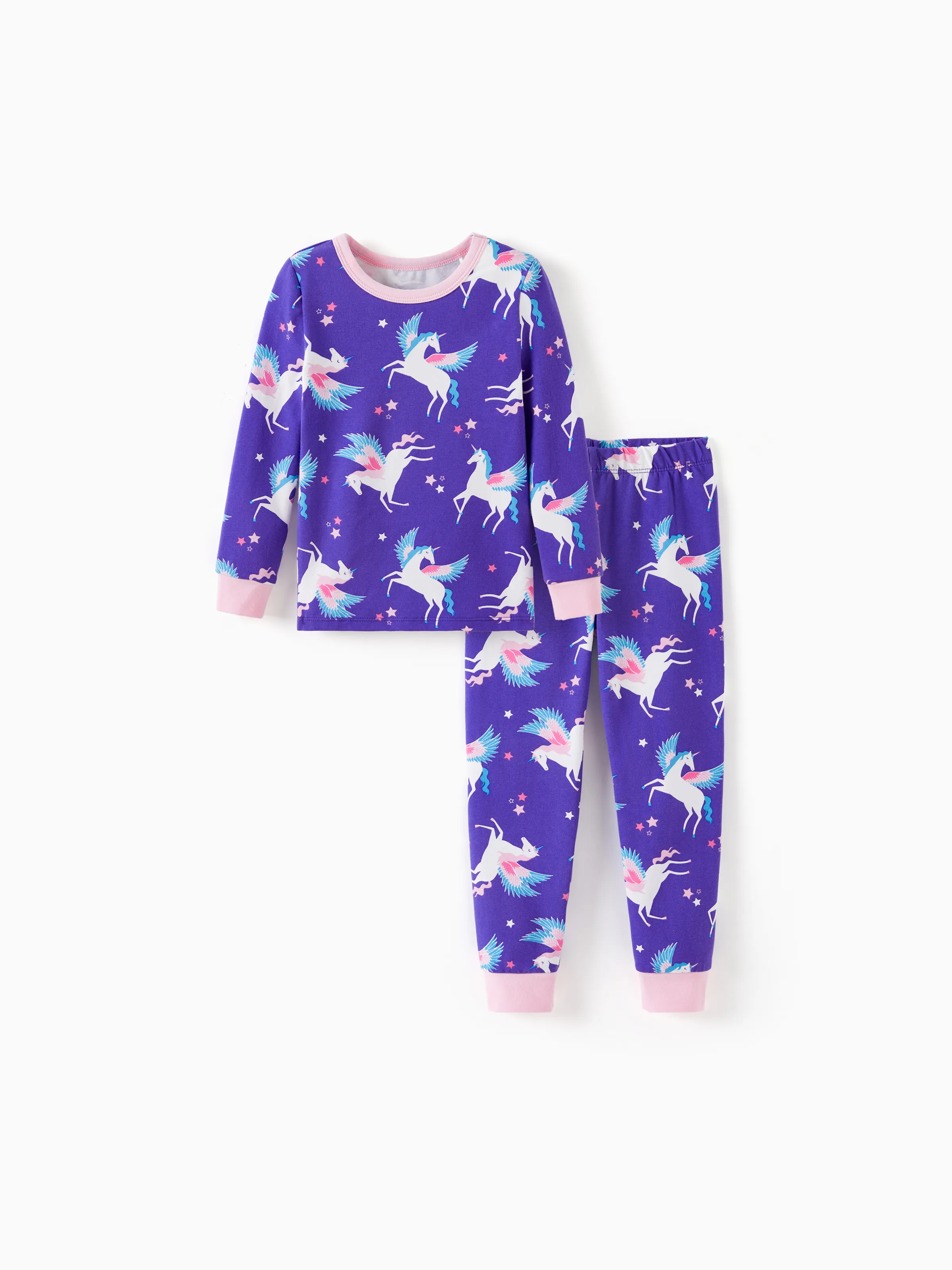 

Toddler / Kids 2-piece Organic Cotton Pajamas with Childlike Print Snug fit Pjs for Girls / Boys