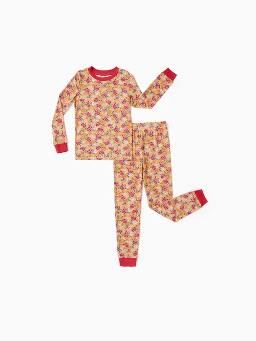 

Toddler / Kids Girl Bamboo Pajamas With Childlike Print (2-Piece Snug-Fitting )