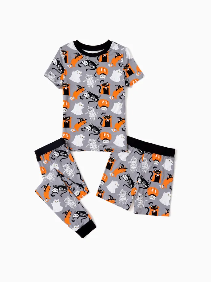 Toddler / Kids Christmas / Halloween Pajamas 3-Piece Bamboo Pajama Set 2-in-1 PJ Set for 4 Seasons (Snug-Fitting)
