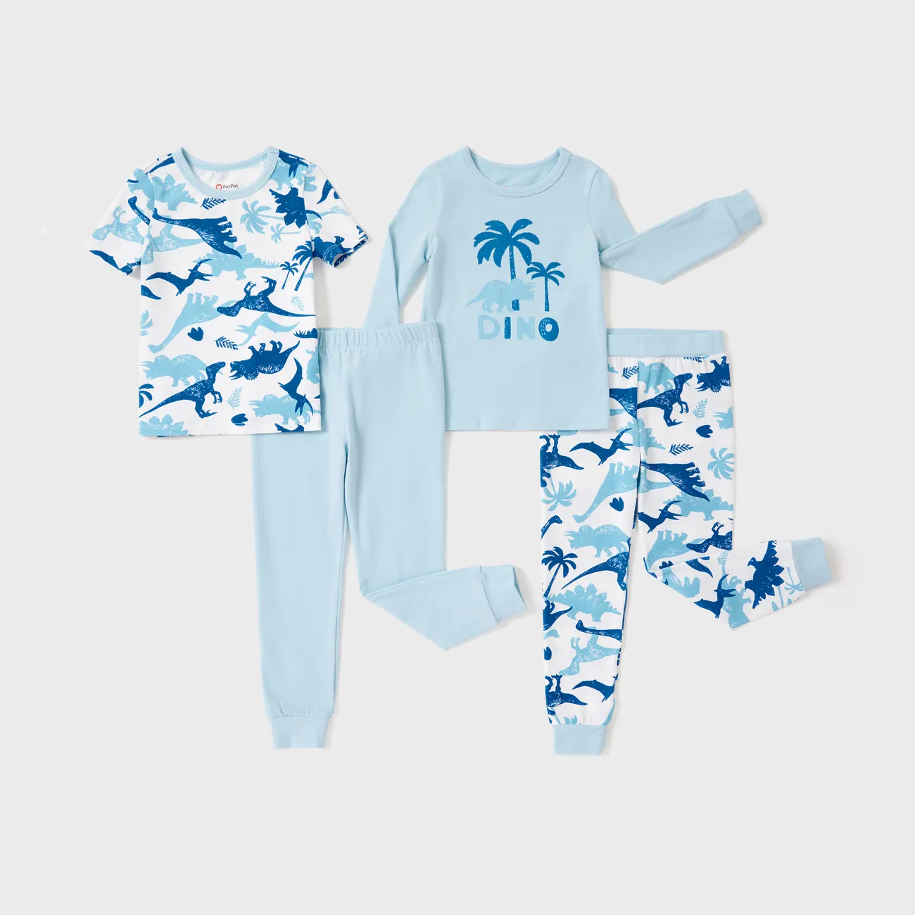 Toddler / Kids 4-piece Organic Cotton Pajamas 4-in 1 PJ Snug fit Pjs for Girls / Boys