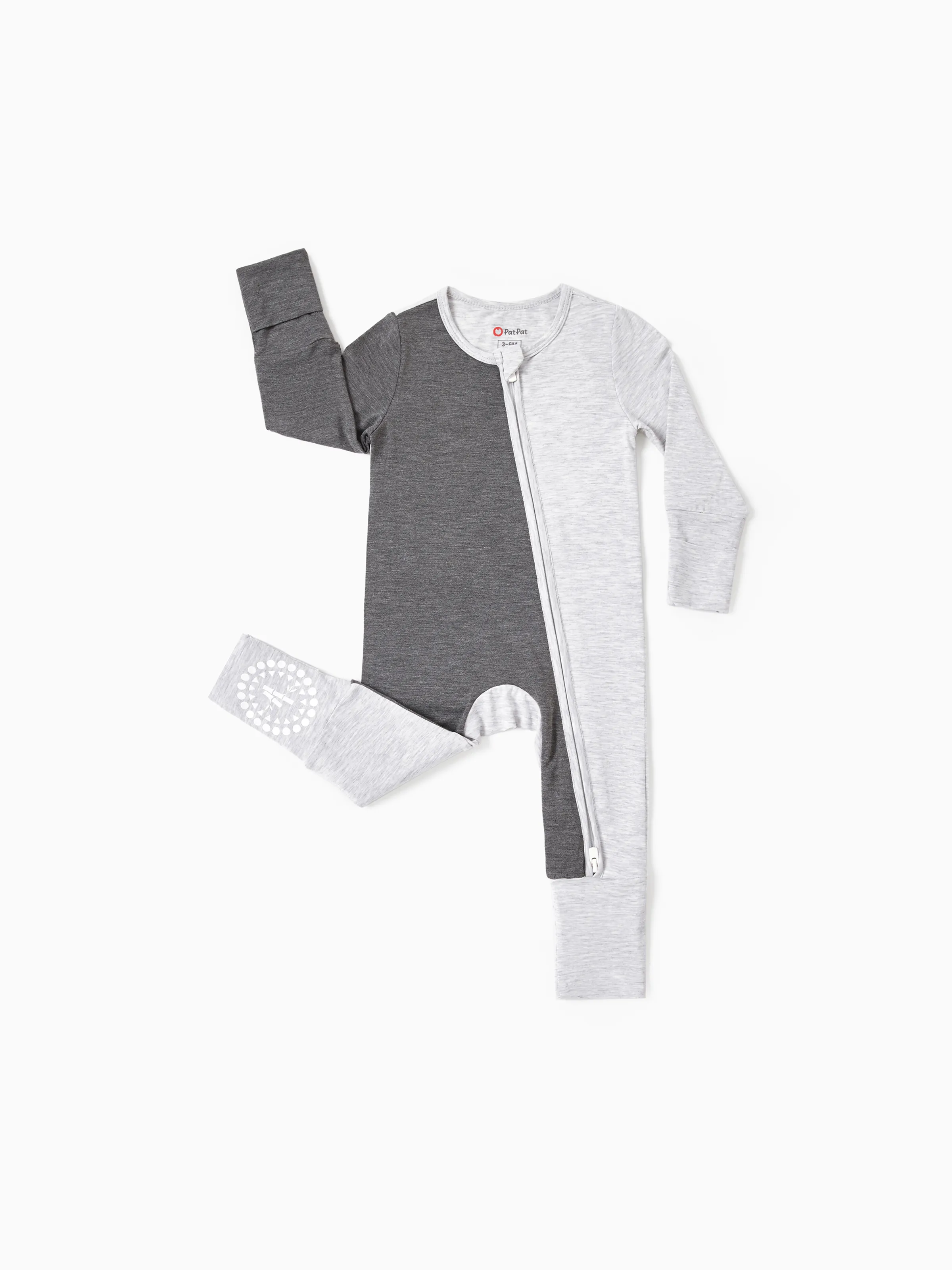 

Bamboo Baby Boy / Girl Color Block 2 Way Zipper Anti Slip Long Sleeve Rompers