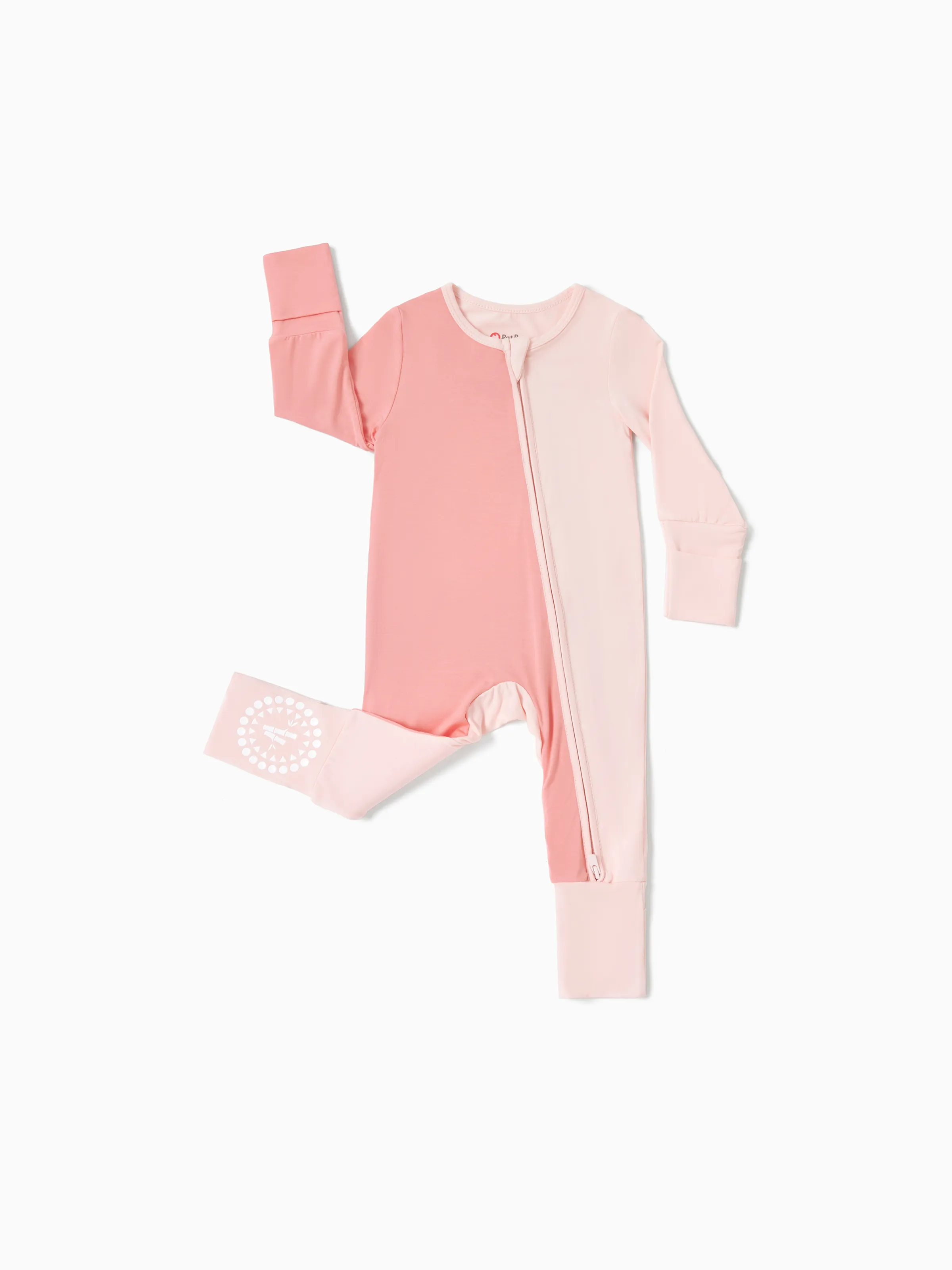 

Bamboo Baby Boy / Girl Color Block 2 Way Zipper Anti Slip Long Sleeve Rompers