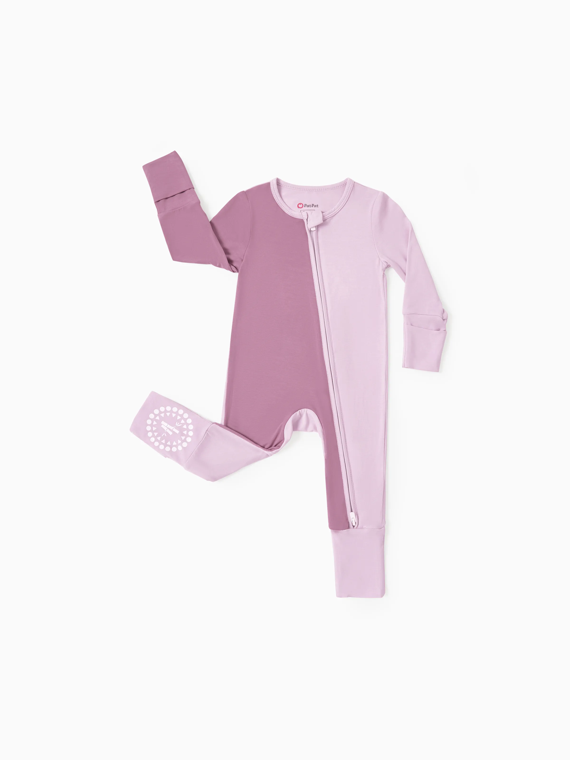 

Bamboo Baby Boy / Girl Color Block 2 Way Zipper Anti Slip Long Sleeve Rompers