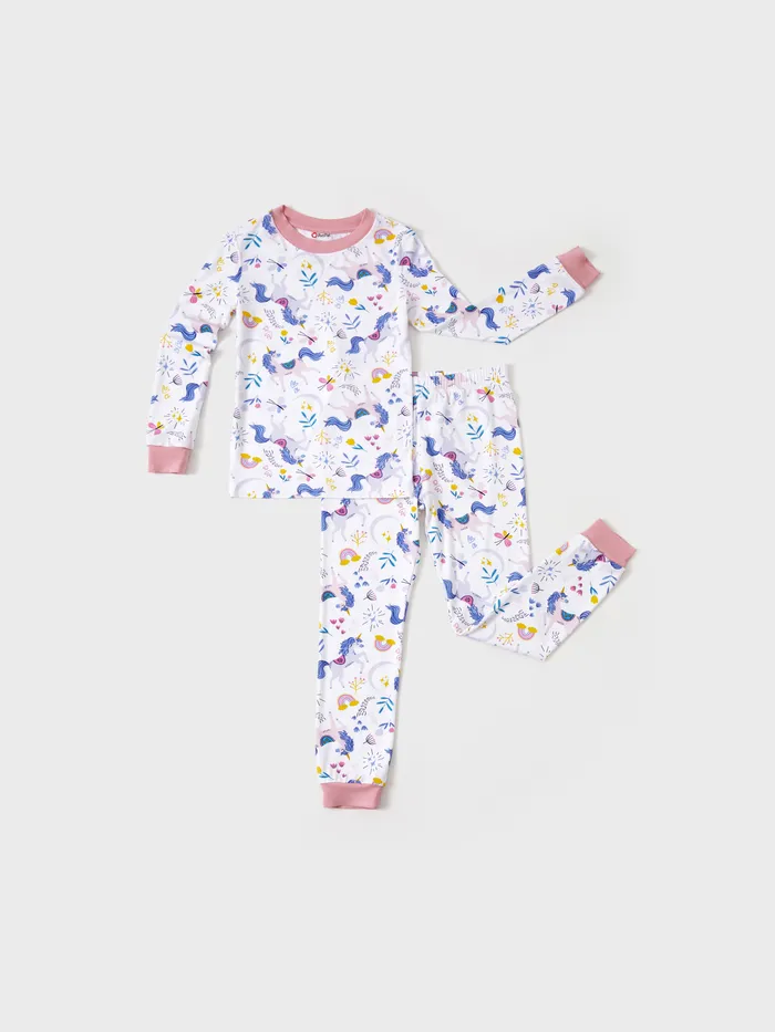 

Toddler / Kids Girl Bamboo Pajamas With Childlike Print (2-Piece Snug-Fitting )