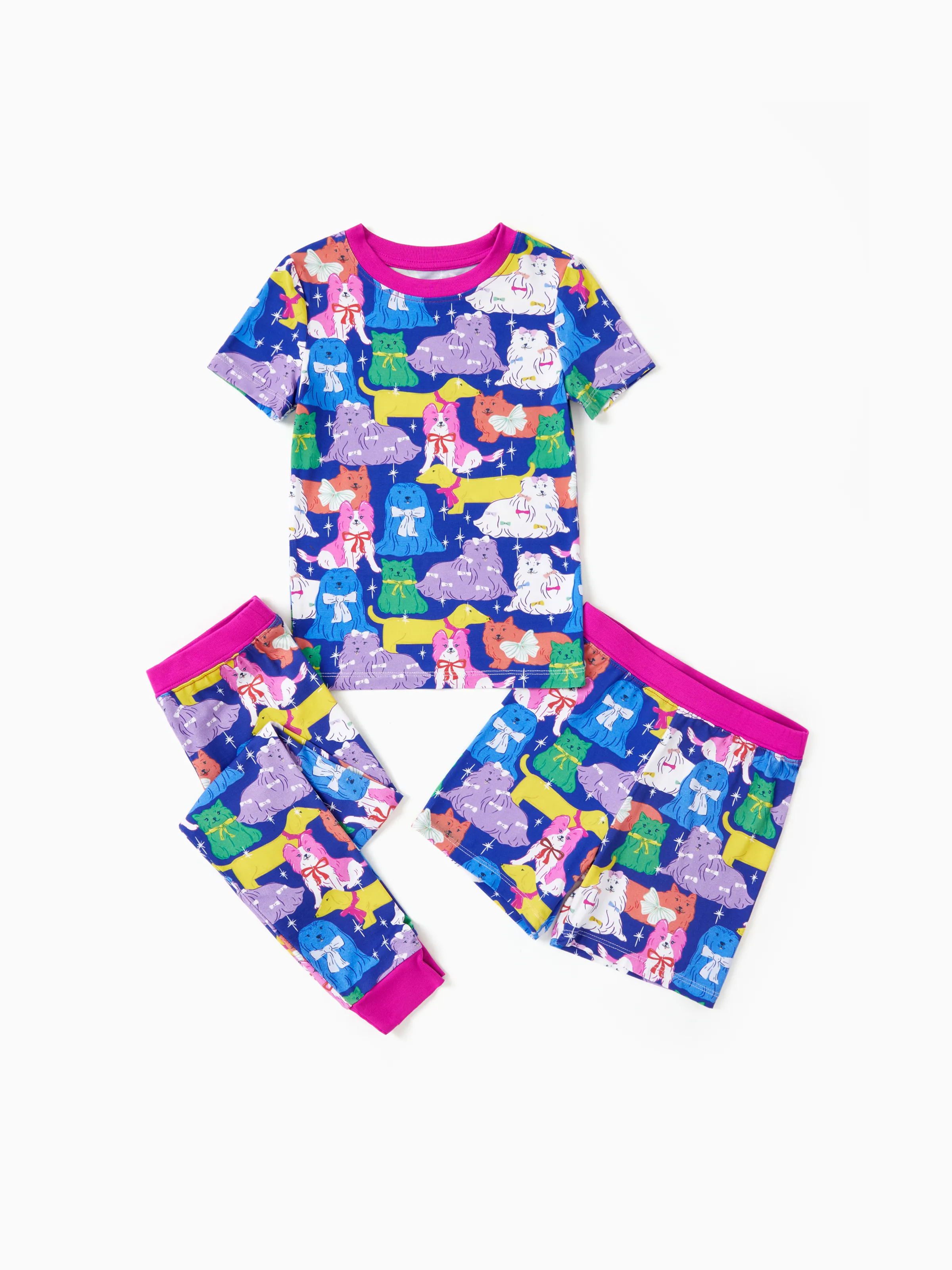 

Toddler / Kids Girl Bamboo Pajamas With Playful Print(3-piece Snug-Fitting)
