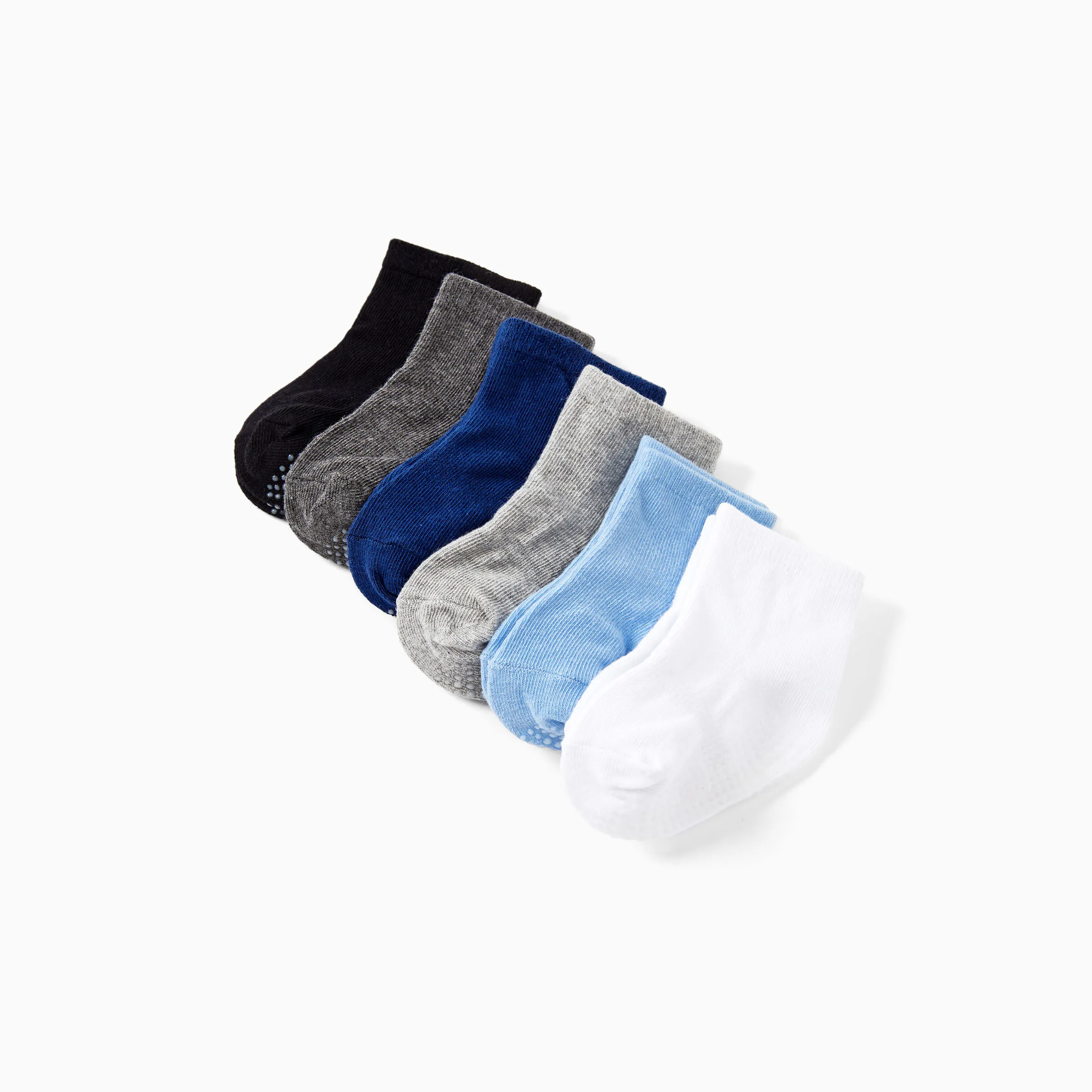 Paquete de 6 calcetines de pegamento antideslizante para bebés / niños pequeños de color puro para pisos