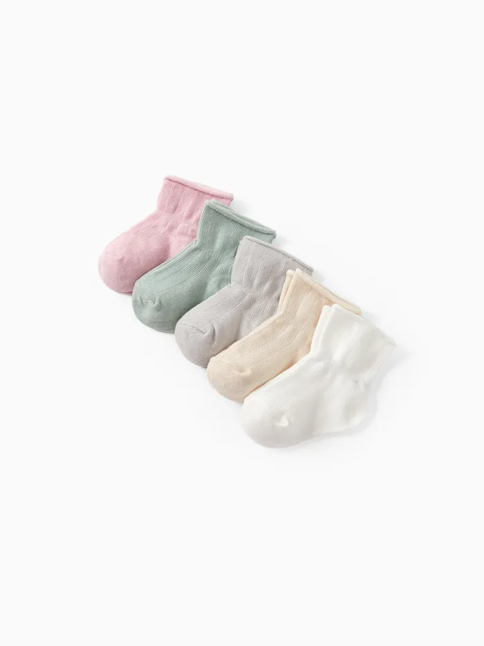 Paquete de 5 calcetines sólidos casuales para bebés/niños pequeños