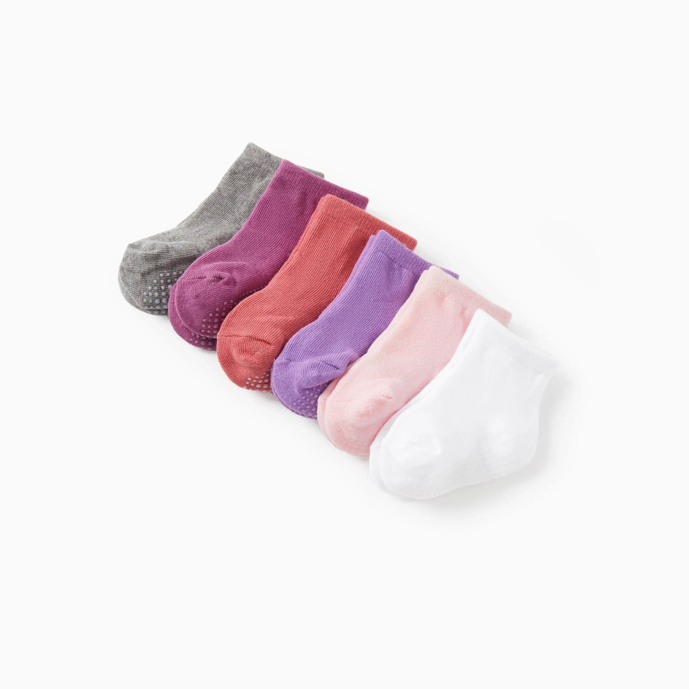 6-pack Bébé / Toddler Pure Color Floor Chaussettes de colle antidérapantes Rose Clair