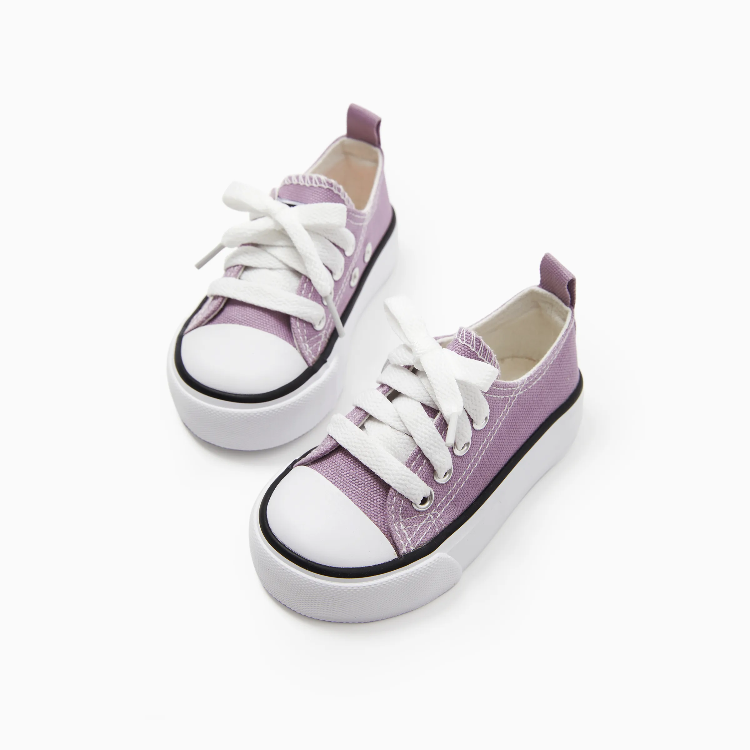 Toddler / Kids Solid Soft Sole Canvas Shoes (Letters on the heel and tongue of the shoe) (Random delivery of different soles) Purple
