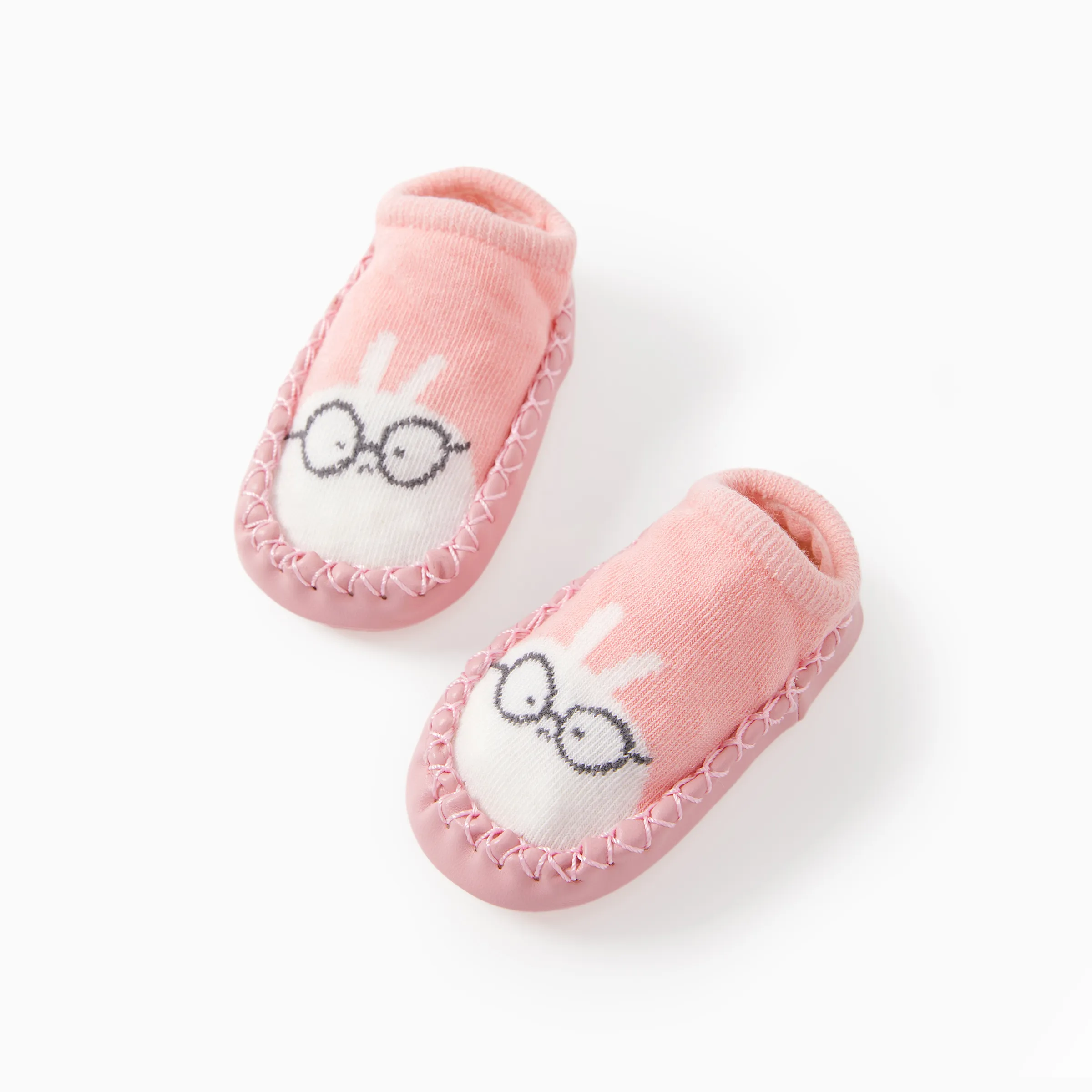 Rutschfeste Schuhsocken mit Baby Animal-Print dunkelrosa