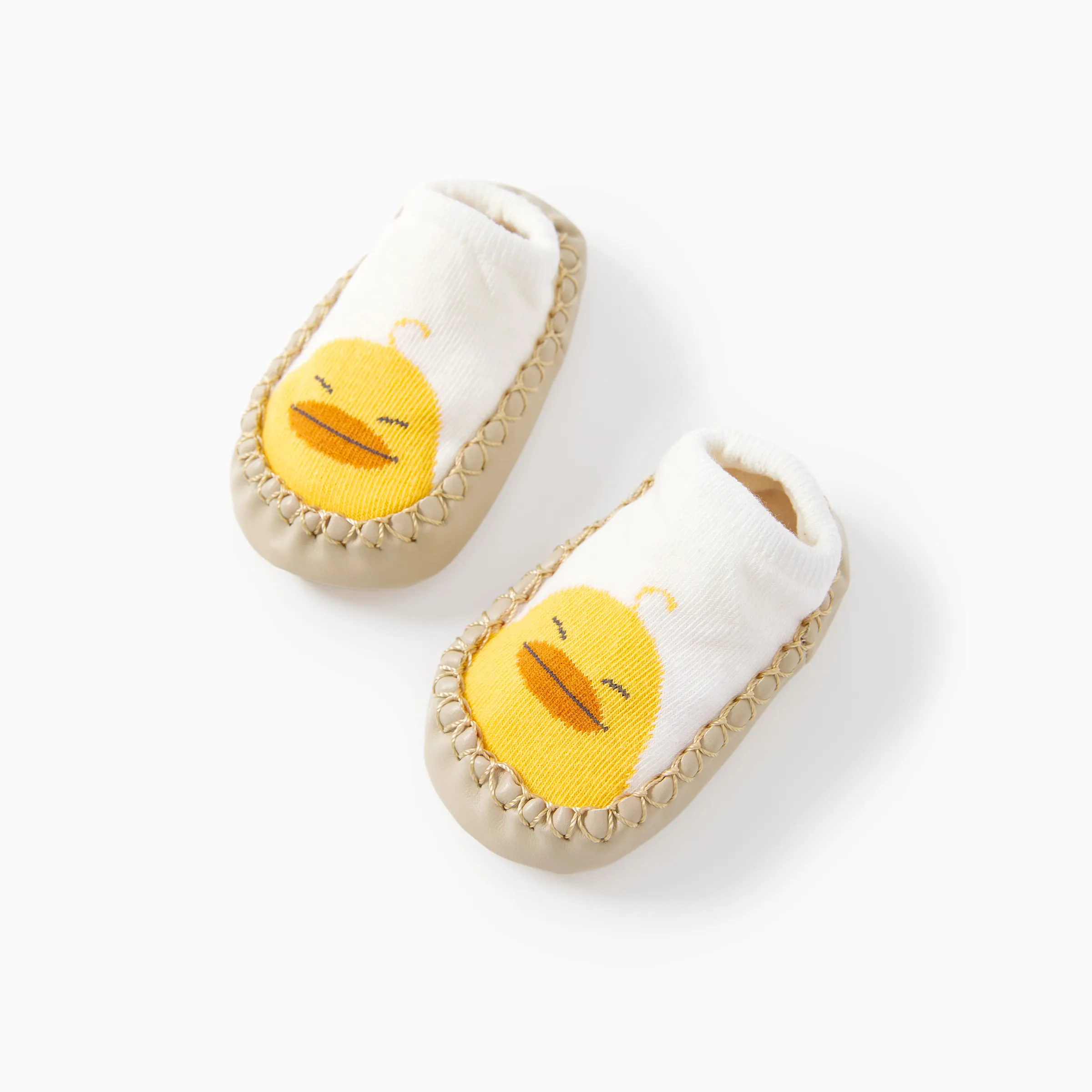 Rutschfeste Schuhsocken mit Baby Animal-Print gelb
