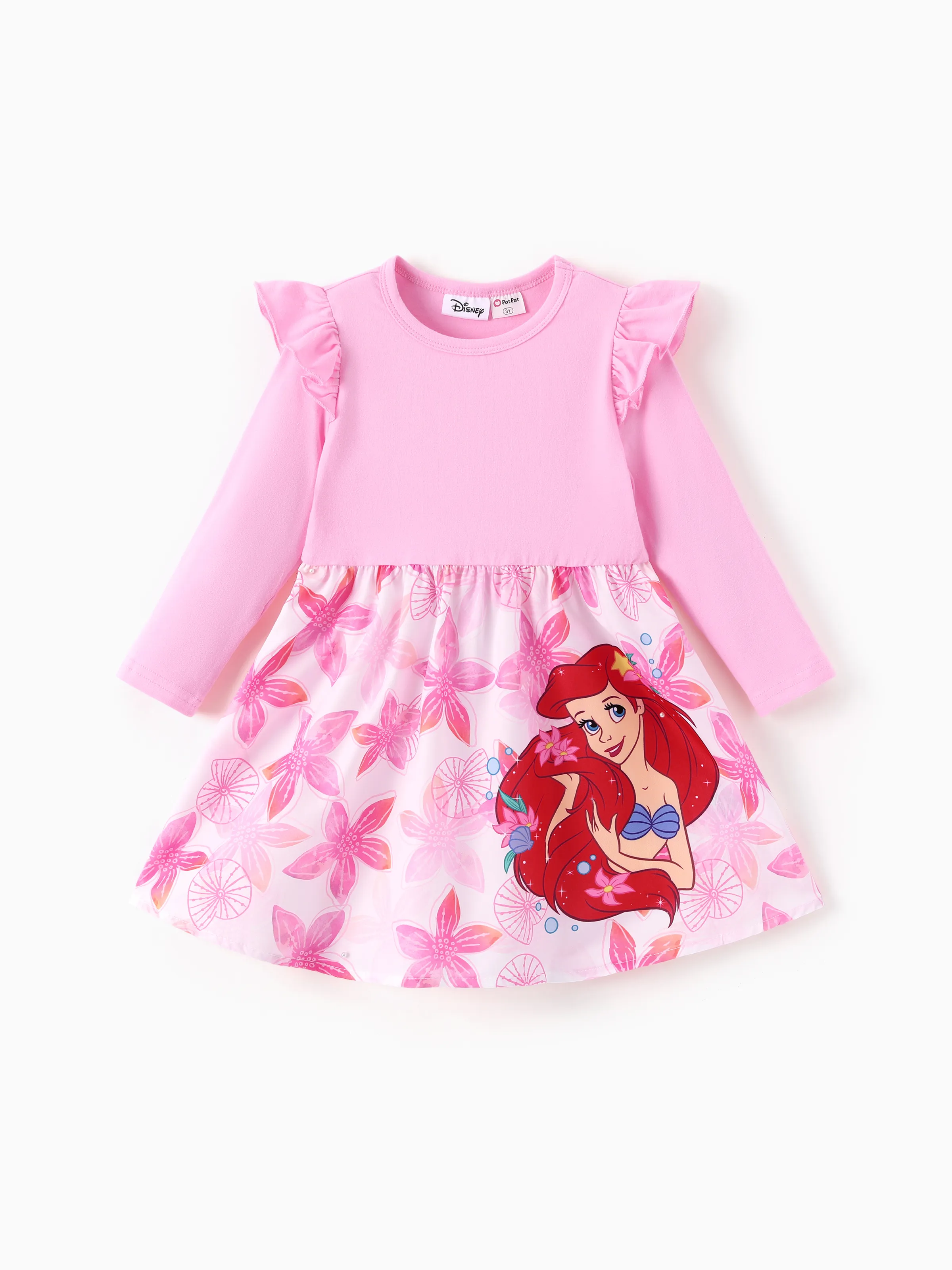 

Disney Princess Toddler Girl Ariel/Moana/Rapunzel Childlike Ruffle Flutter-sleeve Dress