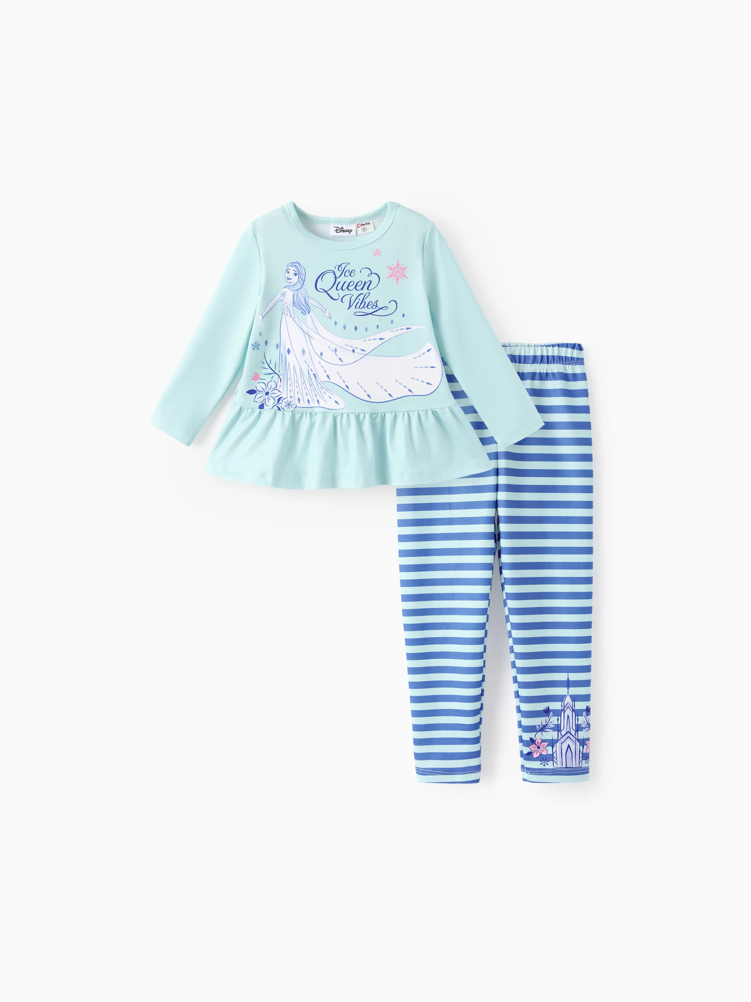 

Disney Frozen Toddler Girl 2pcs Anna/Elsa Floral Print Ruffle Top and Leggings Set