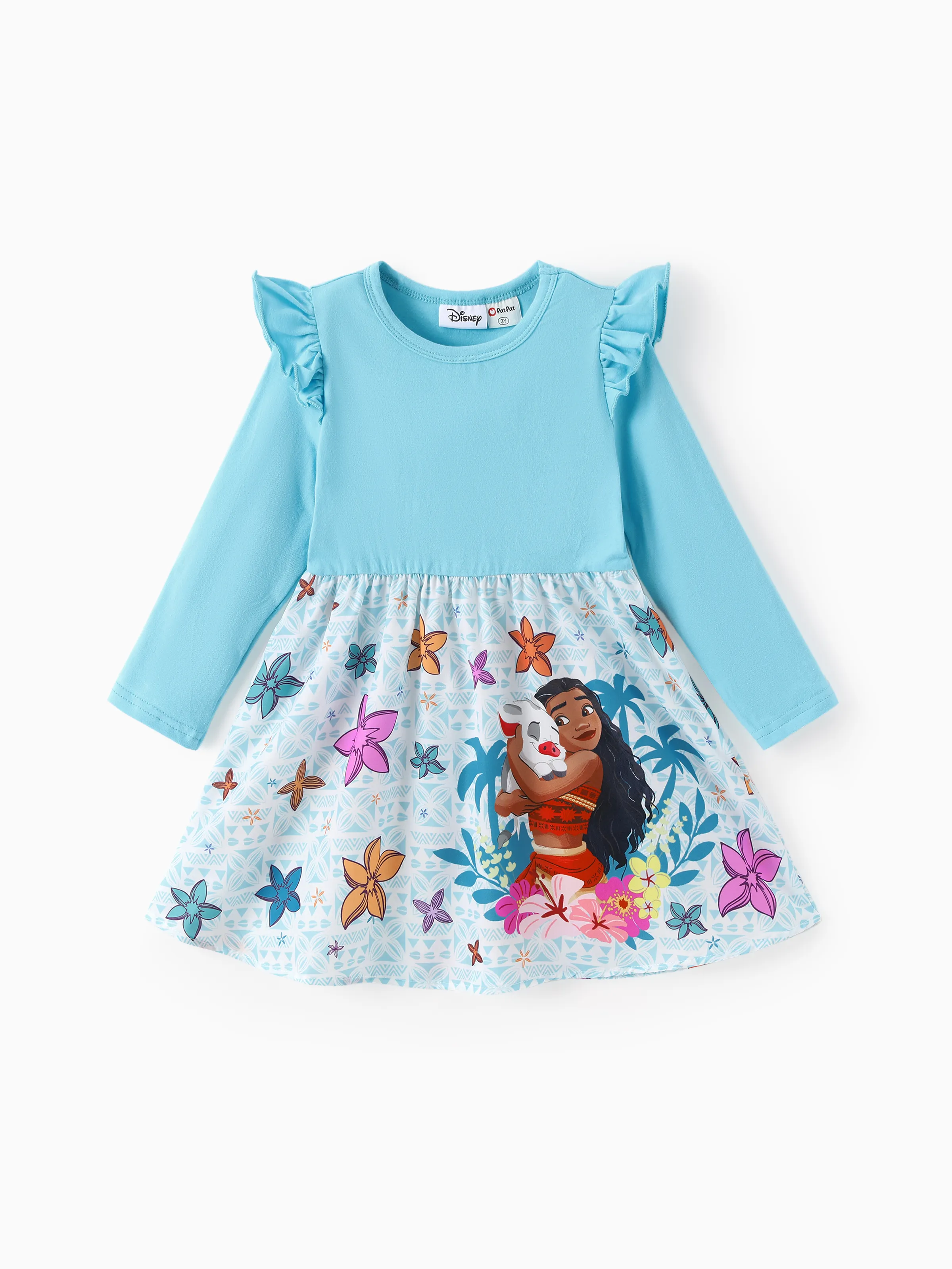 

Disney Princess Toddler Girl Ariel/Moana/Rapunzel Childlike Ruffle Flutter-sleeve Dress
