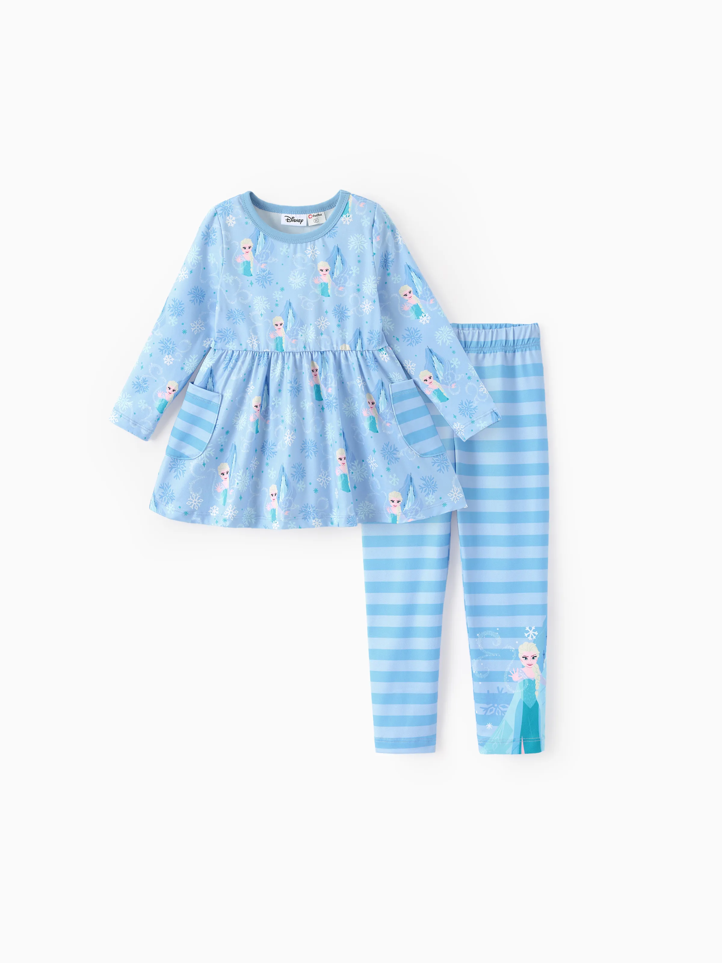 Disney La Reine des Neiges Toddler Fille Anna 2pcs Stripe Volants Haut et Leggings Ensemble