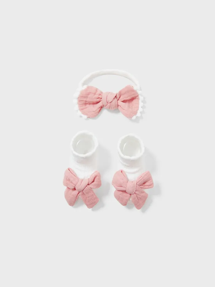 Paquete de 2 conjuntos de diadema y calcetines florales dulces para bebé niña