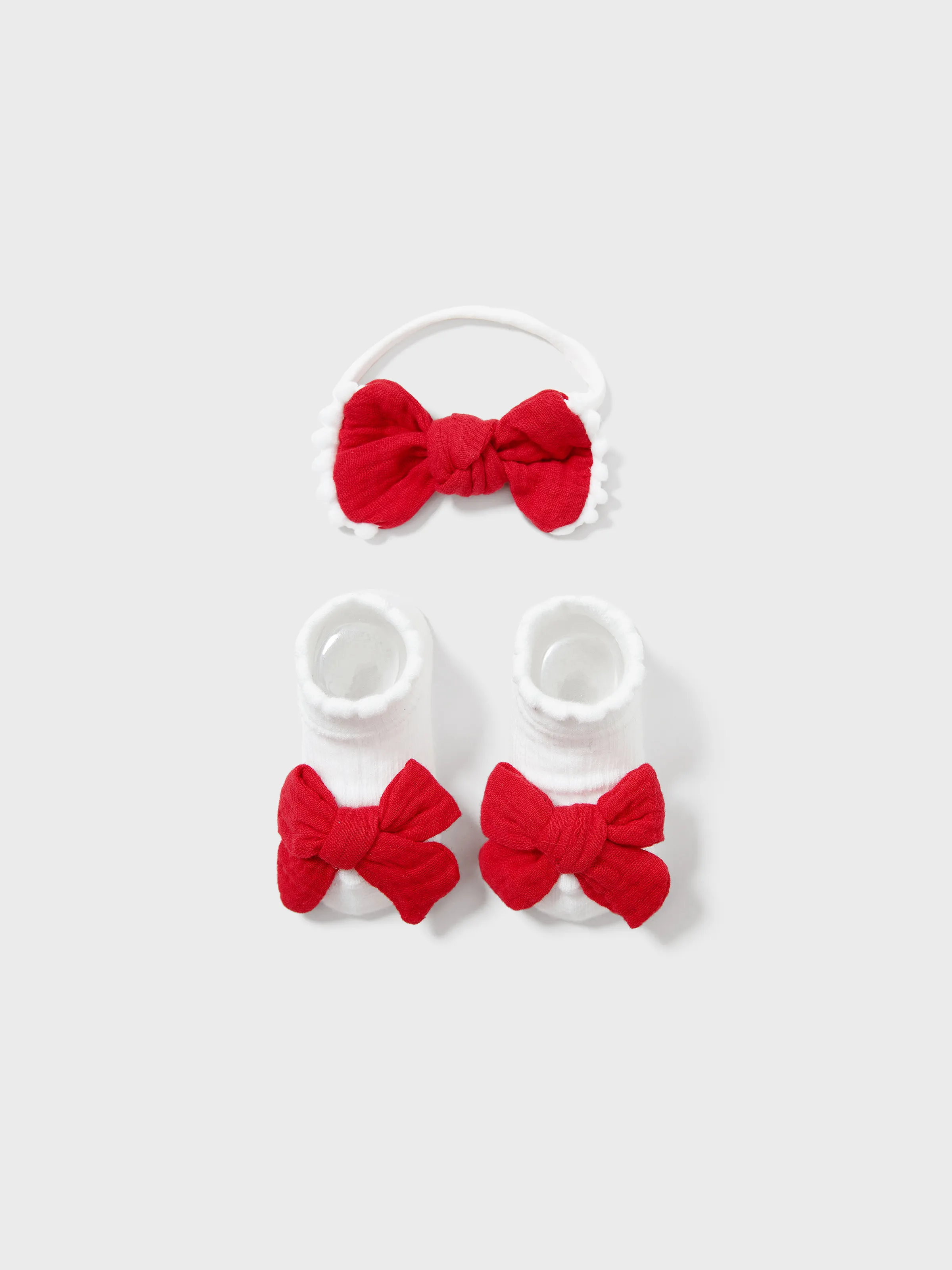 Paquete de 2 conjuntos de diadema y calcetines florales dulces para bebé niña Rojo