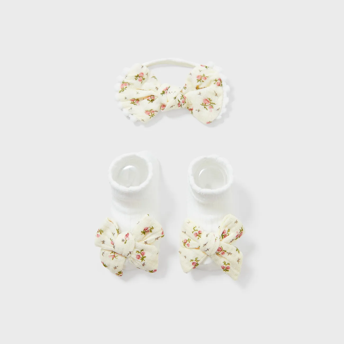 2-pack Baby Girl Sweet Floral Headband and Socks Sets