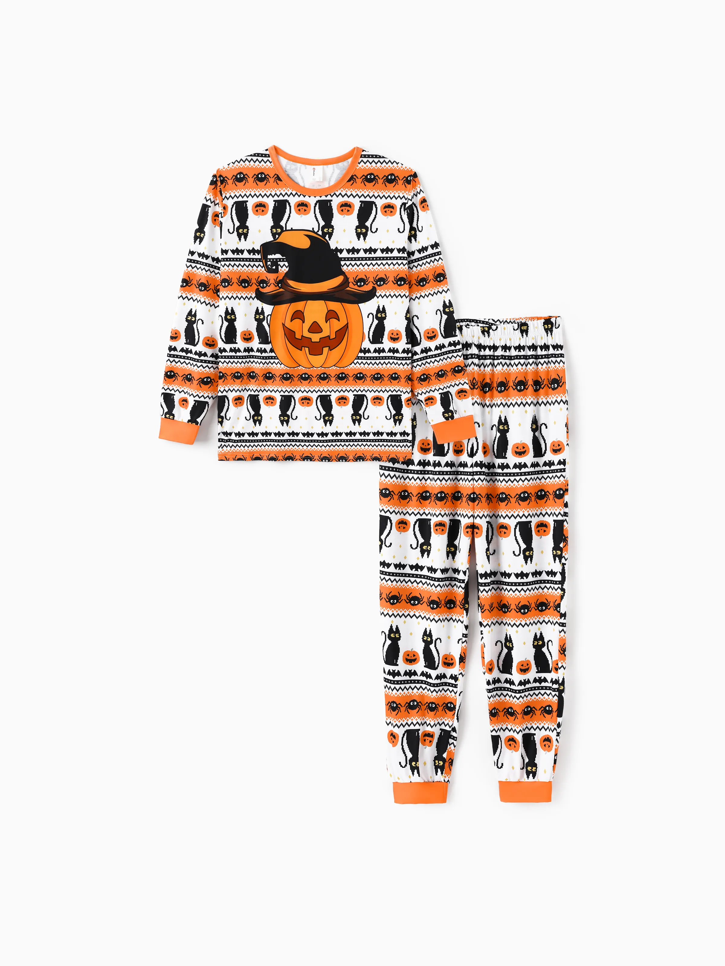 

Halloween Pajamas Pixel-art Pumpkin / Spider Print Matching Family Pajamas Set