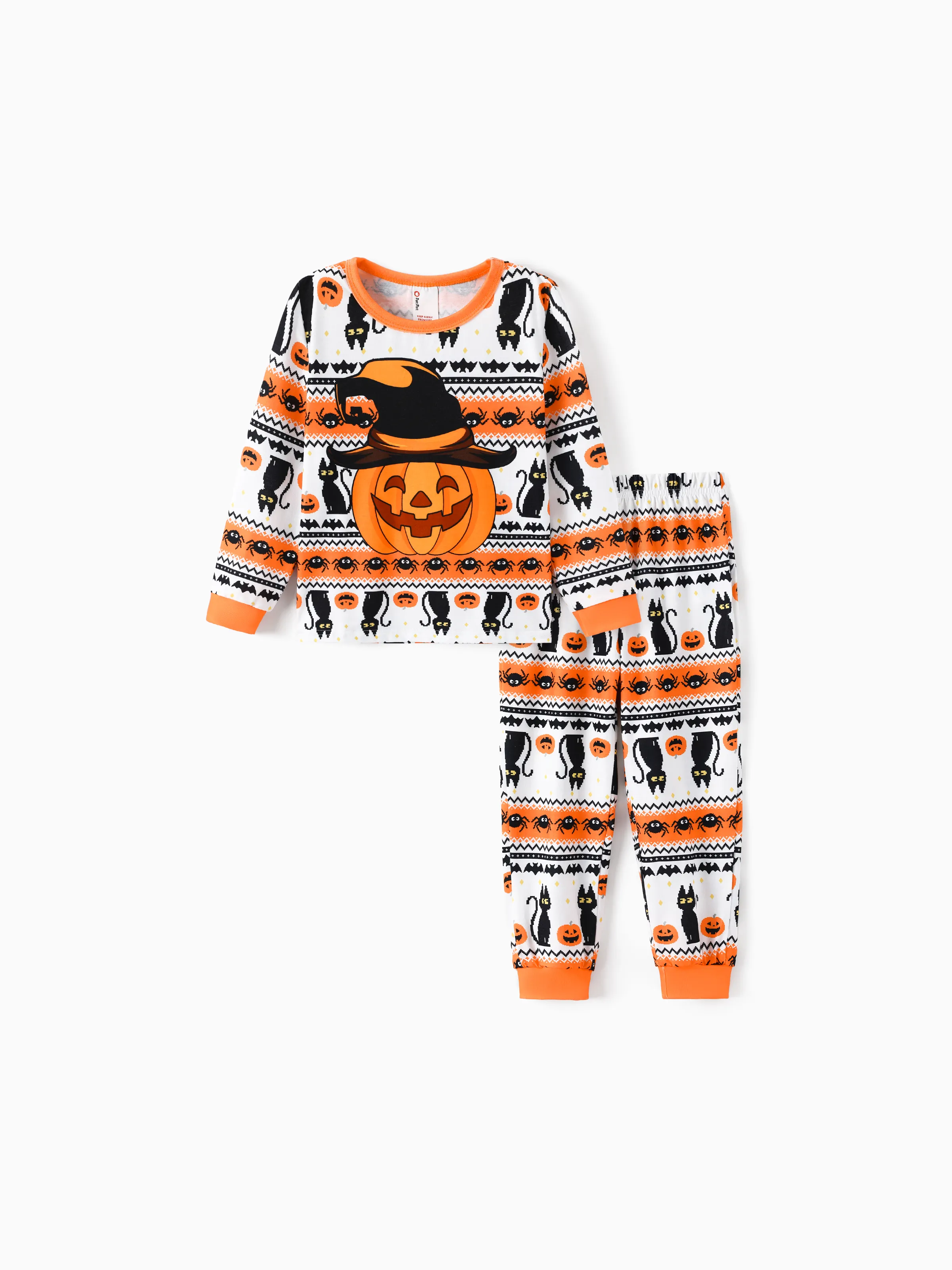 

Halloween Pajamas Pixel-art Pumpkin / Spider Print Matching Family Pajamas Set