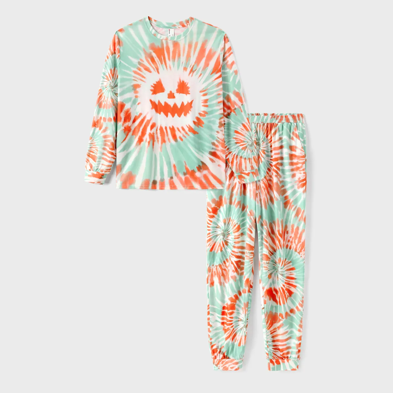 Christmas Polyester Matching Pajamas Matching Outfits With Halloween pumpkin Print