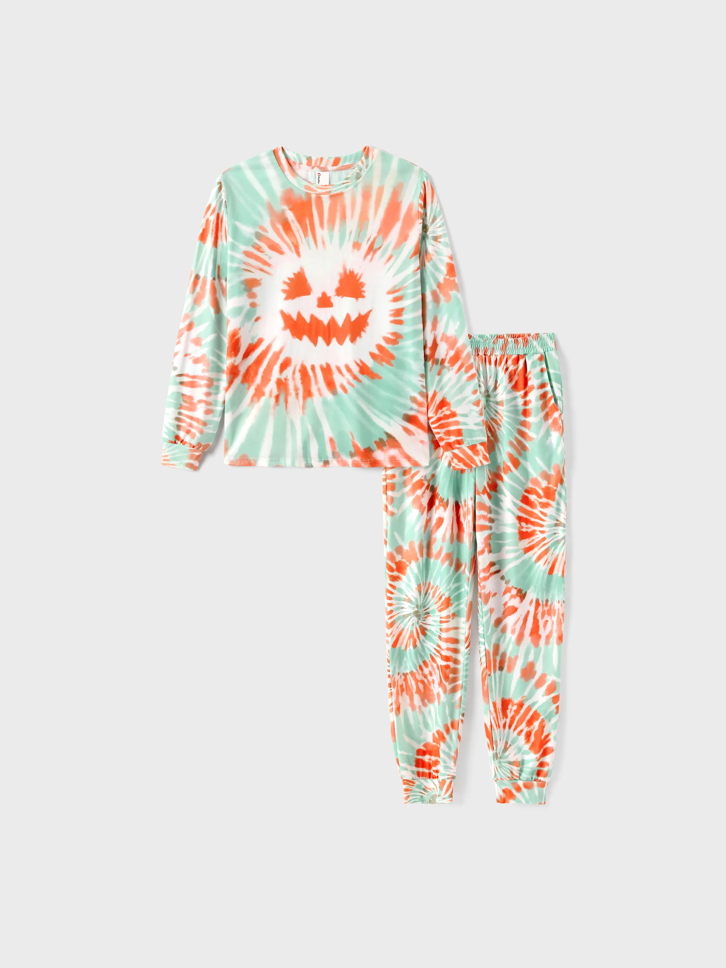 

Halloween Pajamas Family Matching Tie-dye Pumpkin Print Pajamas Set