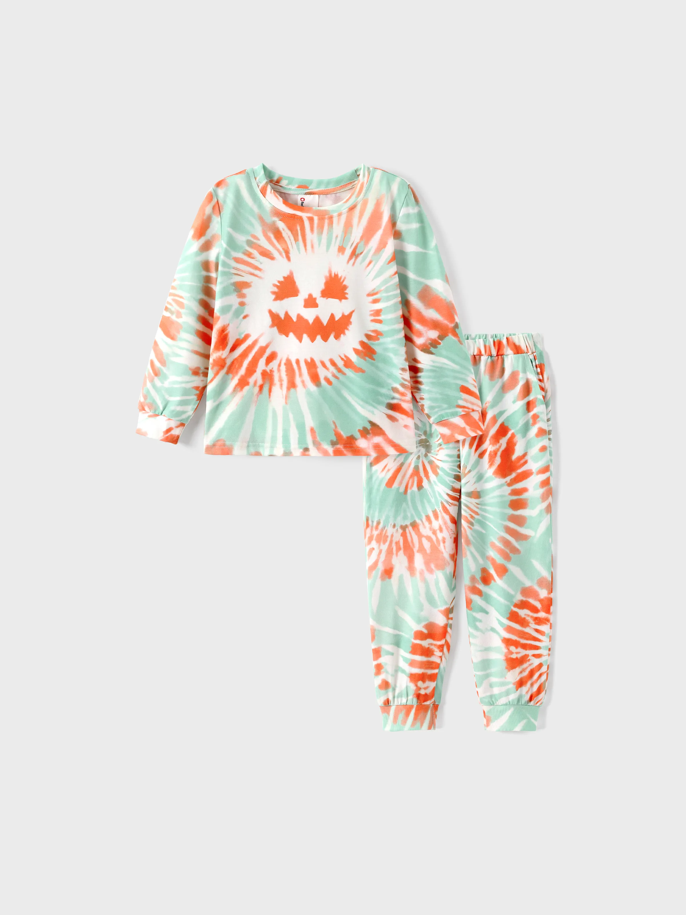 

Halloween Pajamas Family Matching Tie-dye Pumpkin Print Pajamas Set