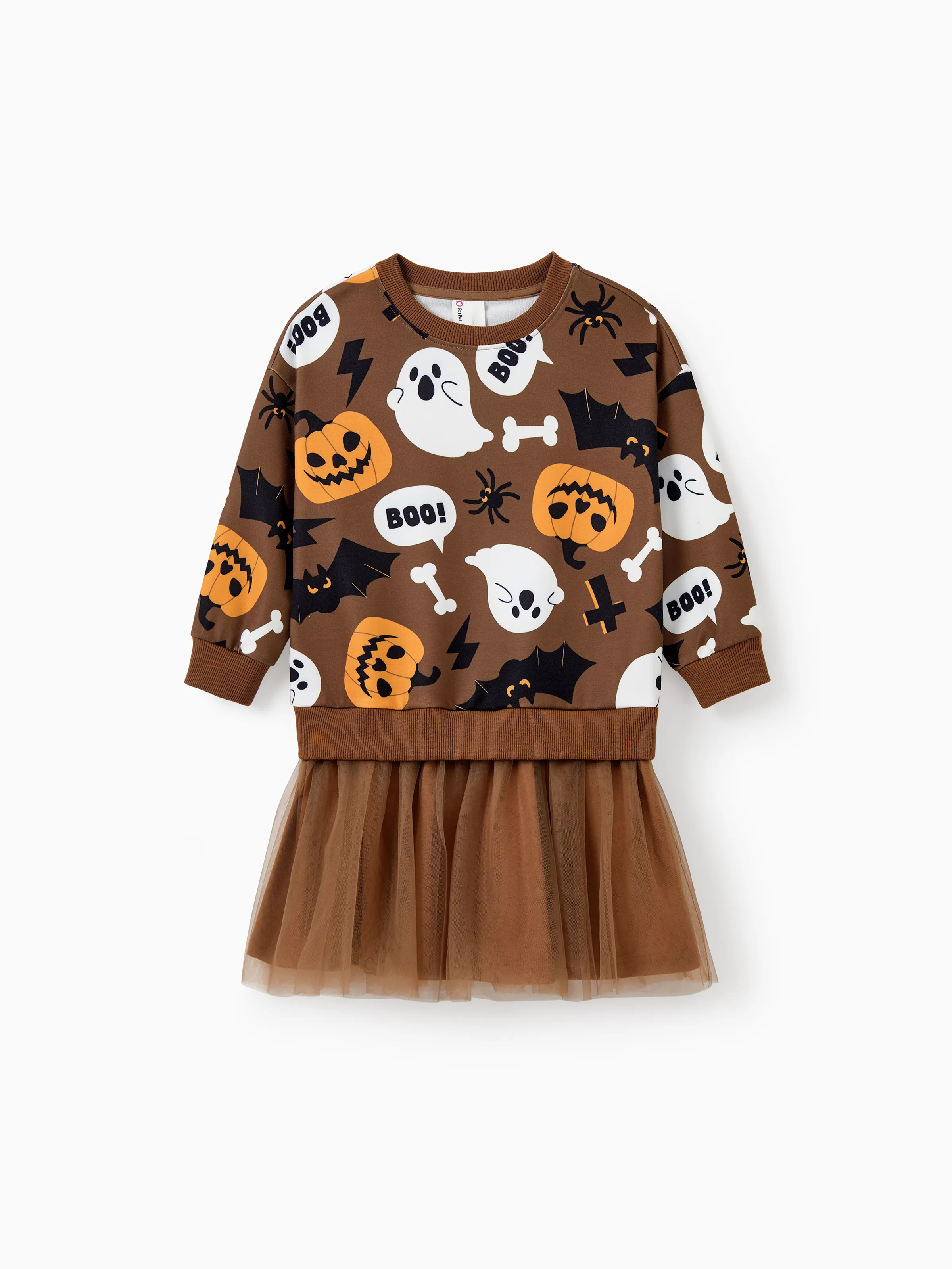 

Halloween Family Matching Outfit Pumpkin / Bat Print Long-sleeve Top or Tutu Dress .