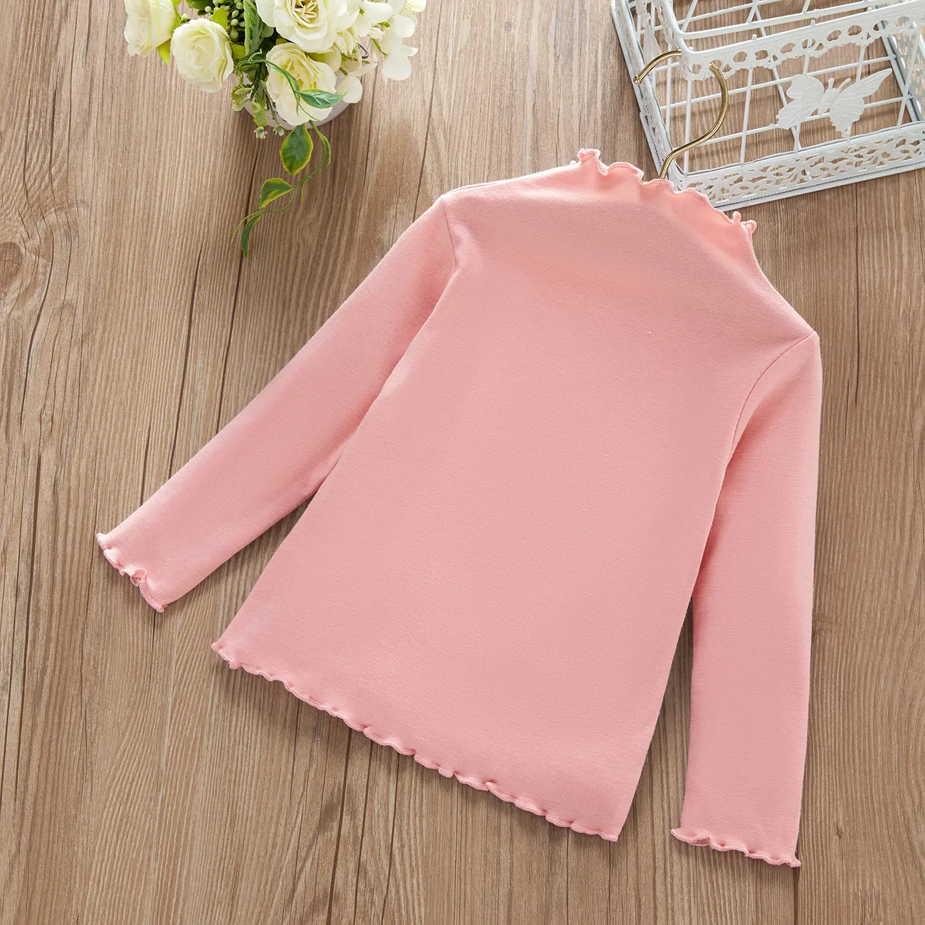 Baby / Toddler Solid Long-sleeve Casual Tee Pink big image 1