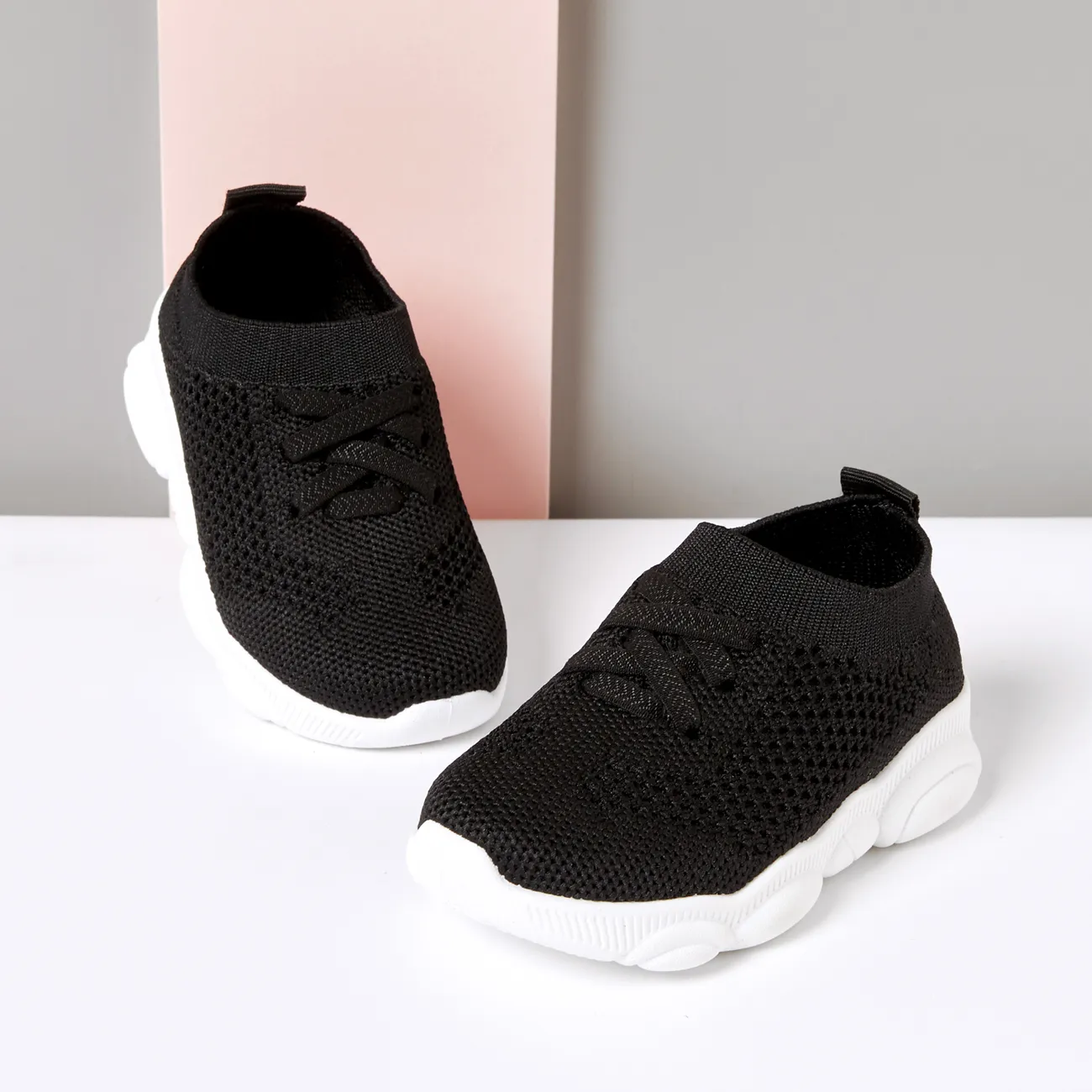 Toddler Boy / Girl Trendy Solid Breathable Athletic shoes Black big image 1
