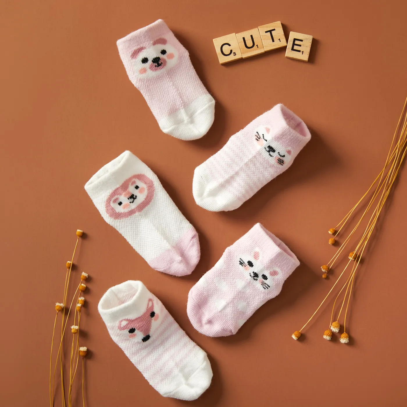 5-pack Baby / Toddler / Kid Animal Solid Socks  big image 1