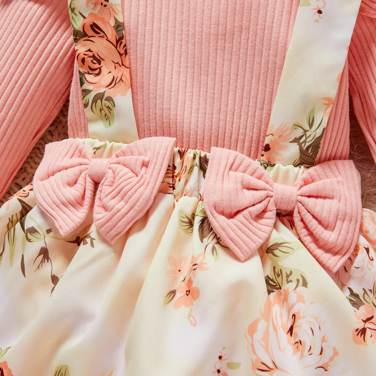 2件 嬰兒 女 立體造型 甜美 長袖 連身衣 粉色 big image 1