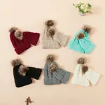 Autumn/Winter Multicolor Hairball Knit Beanie Hats  image 6