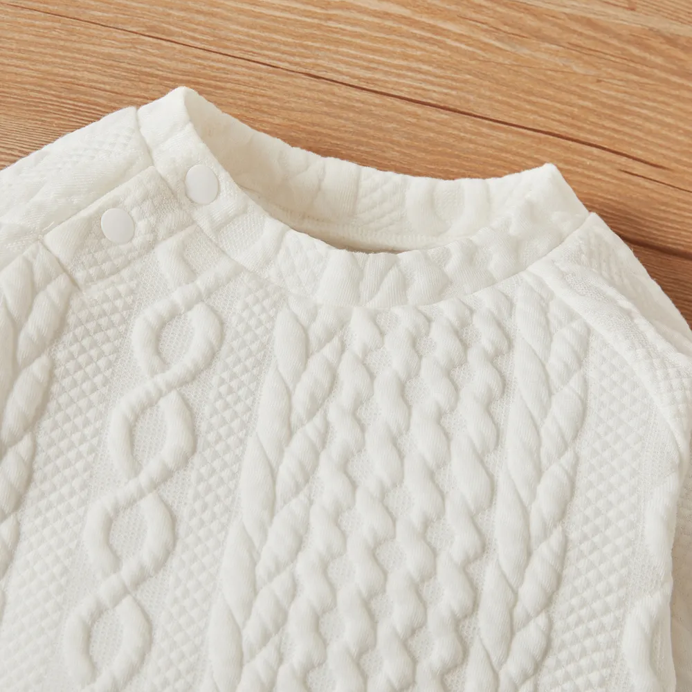 2pcs Baby Boy/Girl Solid Long-sleeve Imitation Knitting Set big image 4