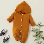 Solid Hooded Long-sleeve Baby Jumpsuit Orange