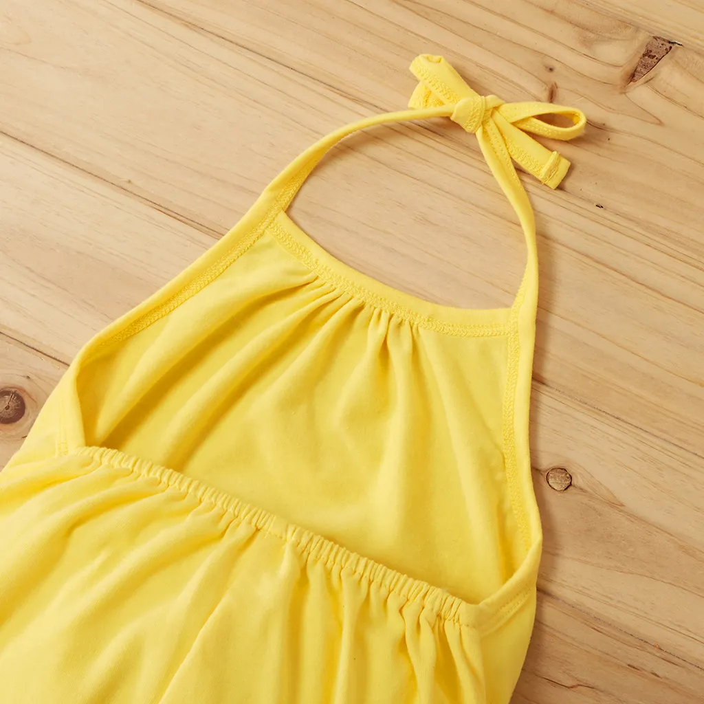 Kleinkinder Mädchen Schnürung Avantgardistisch Baby-Overalls gelb big image 1