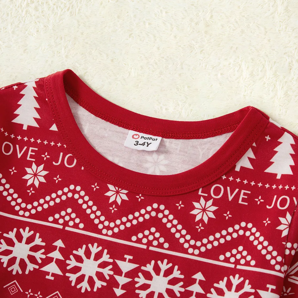 Traditional Christmas Print Family Matching Pajamas Sets (Flame resistant) Red image 6