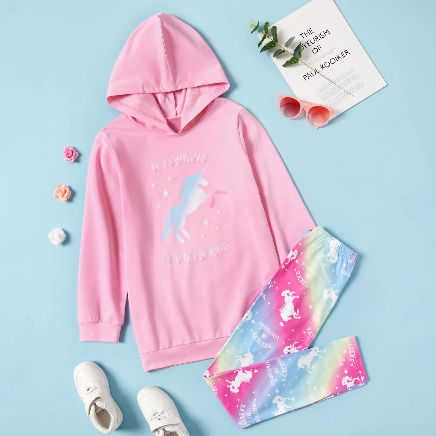 Kid Girl Unicorn Hoodie and Leggings Set  image 3