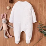 Rabbit Print 3D Ear Desert Dotted Footed/footie Long-sleeve White Baby Jumpsuit  image 2